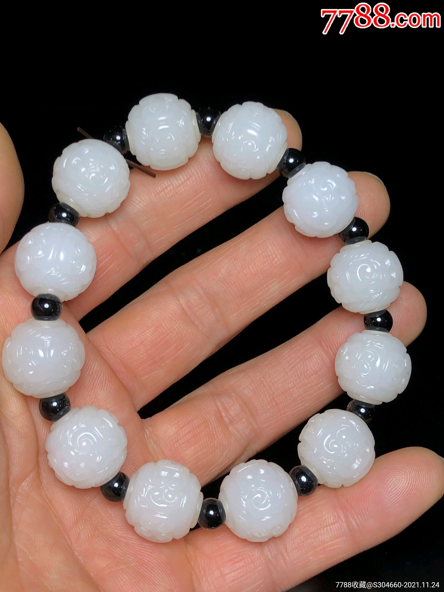 民藏白玉汉风精品糸列之祥云纹手串