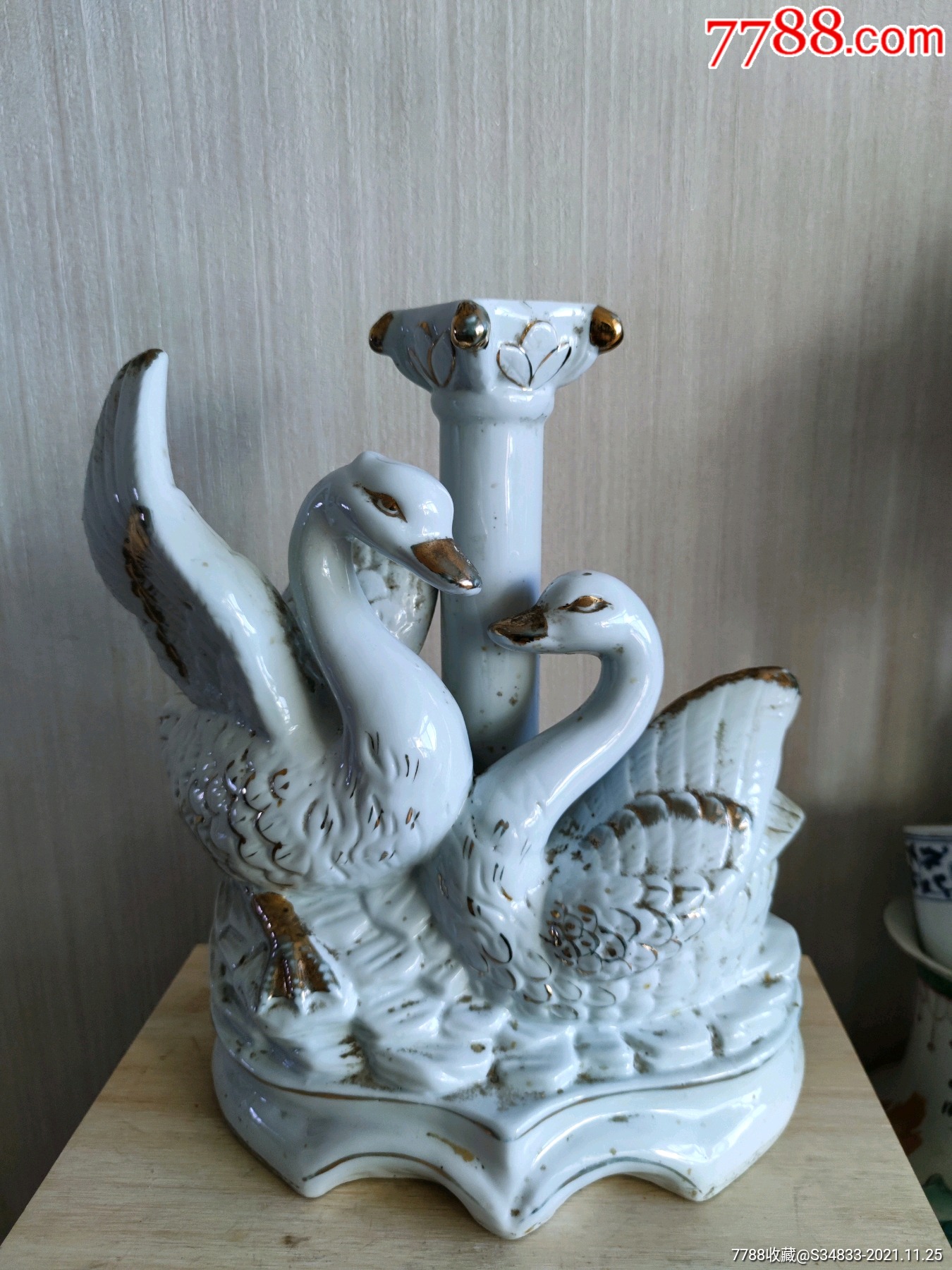 50年代大鹅瓷台灯座