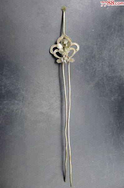 清代民国老银饰品梅花形带掏耳勺保真保老古董古玩收藏杂项