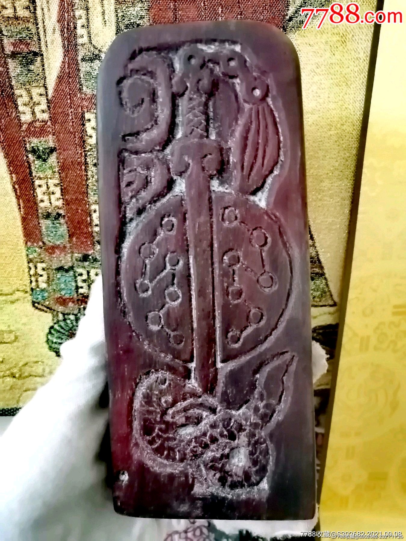 罕见旧时带原装藏立体浮雕纯手工雕刻雷击桃木诛邪剑五雷号令老令牌依