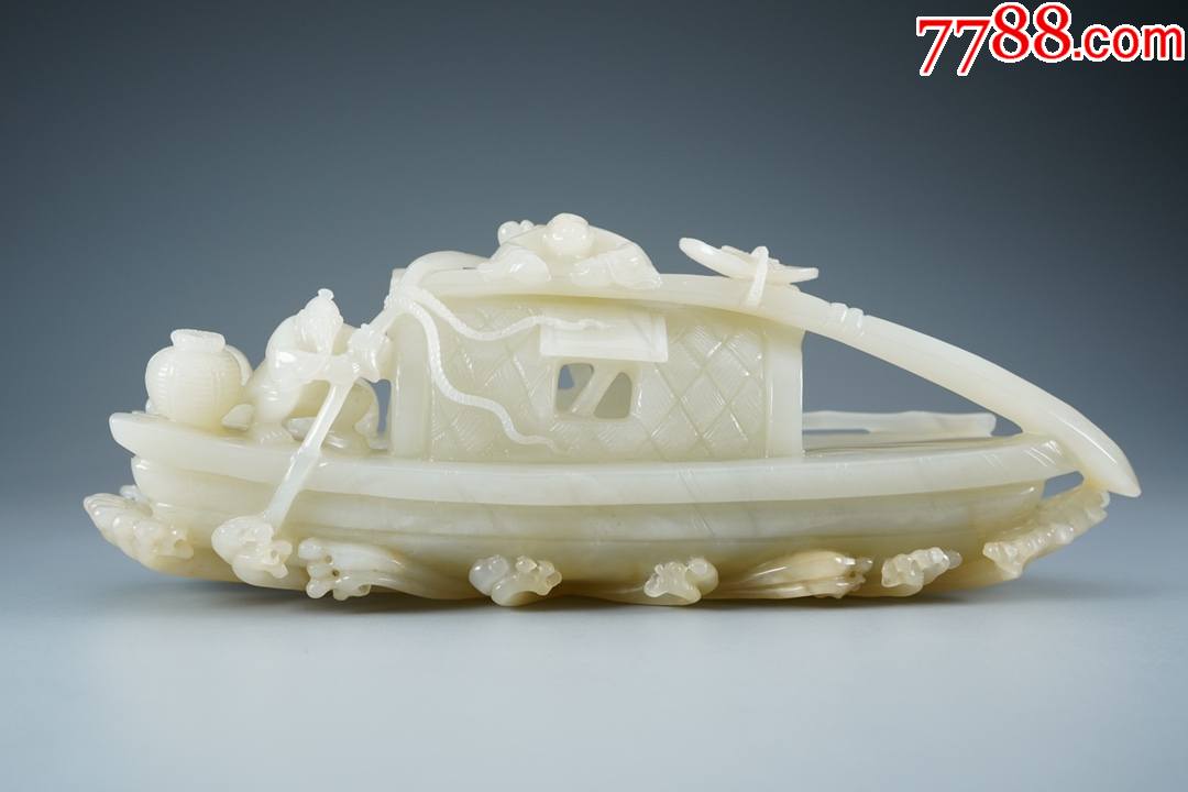 和田玉船摆件