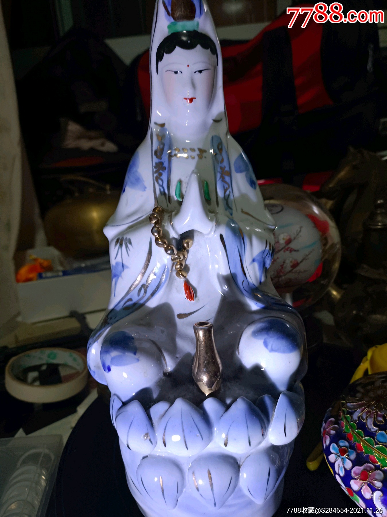 80年代瓷雕观音摆件
