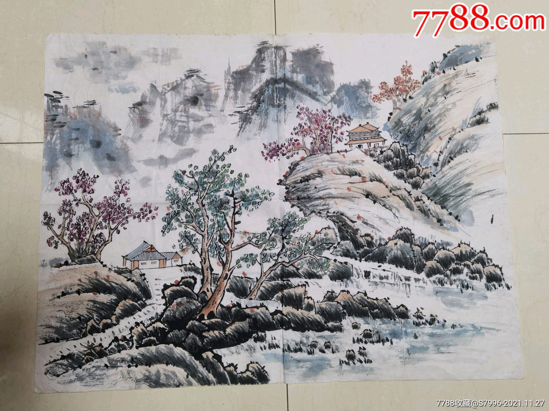 5品99著名画家田雨四尺山水原作￥1808.