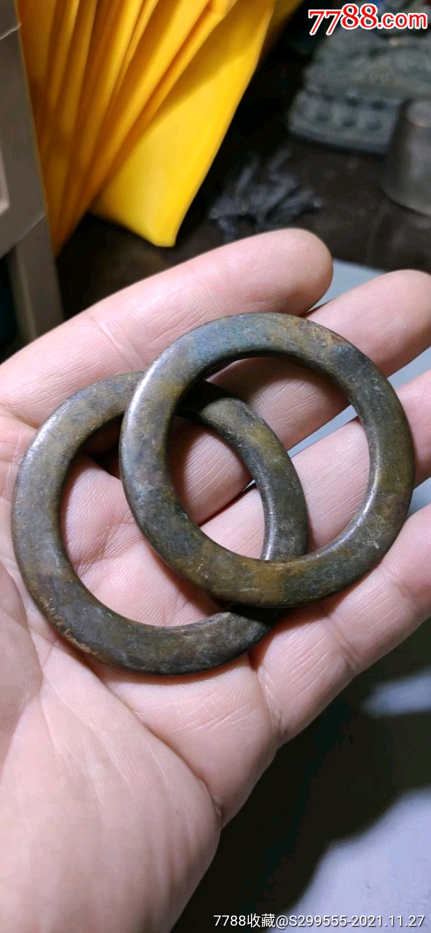 明代红铜袈裟环一对如图完整漂亮直径53厘米左右168