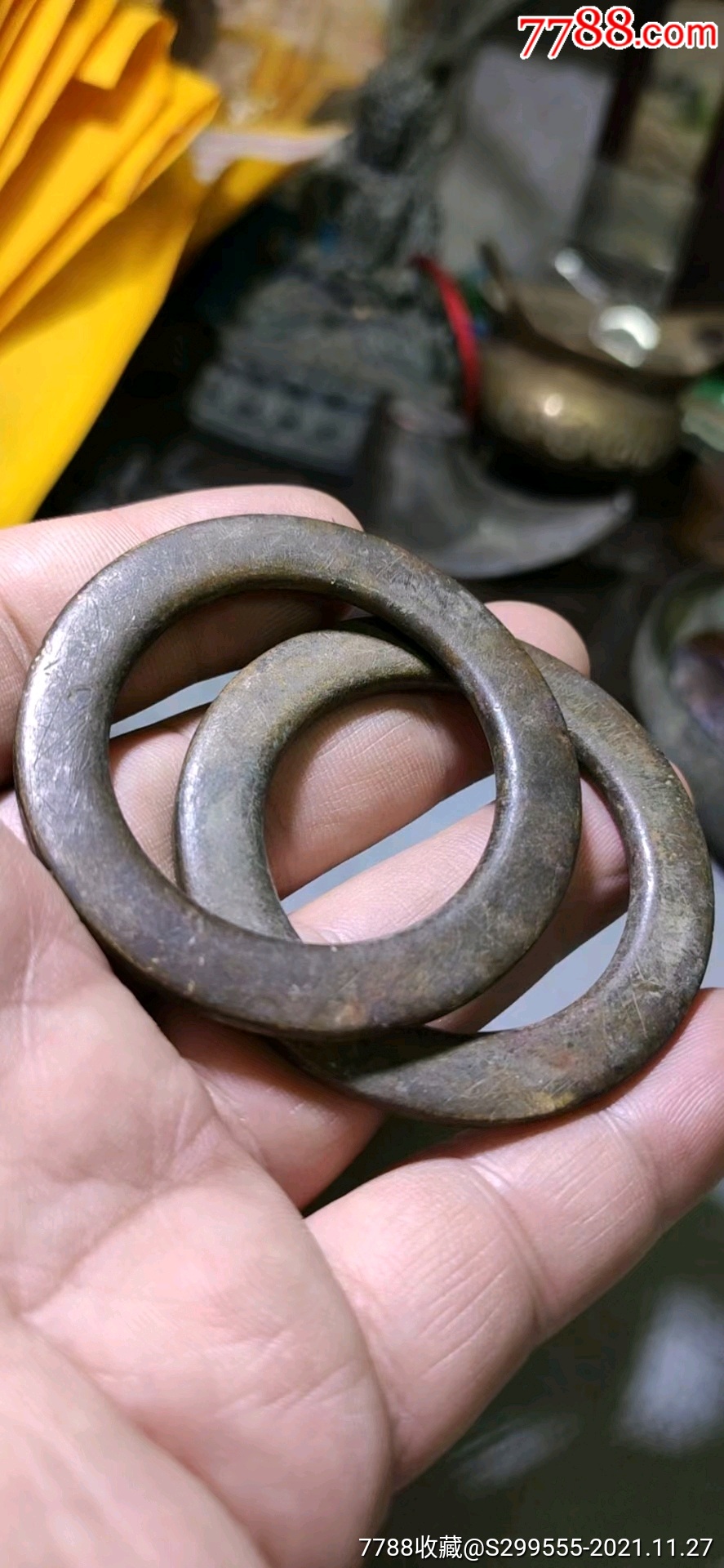 明代红铜袈裟环一对如图完整漂亮直径53厘米左右168