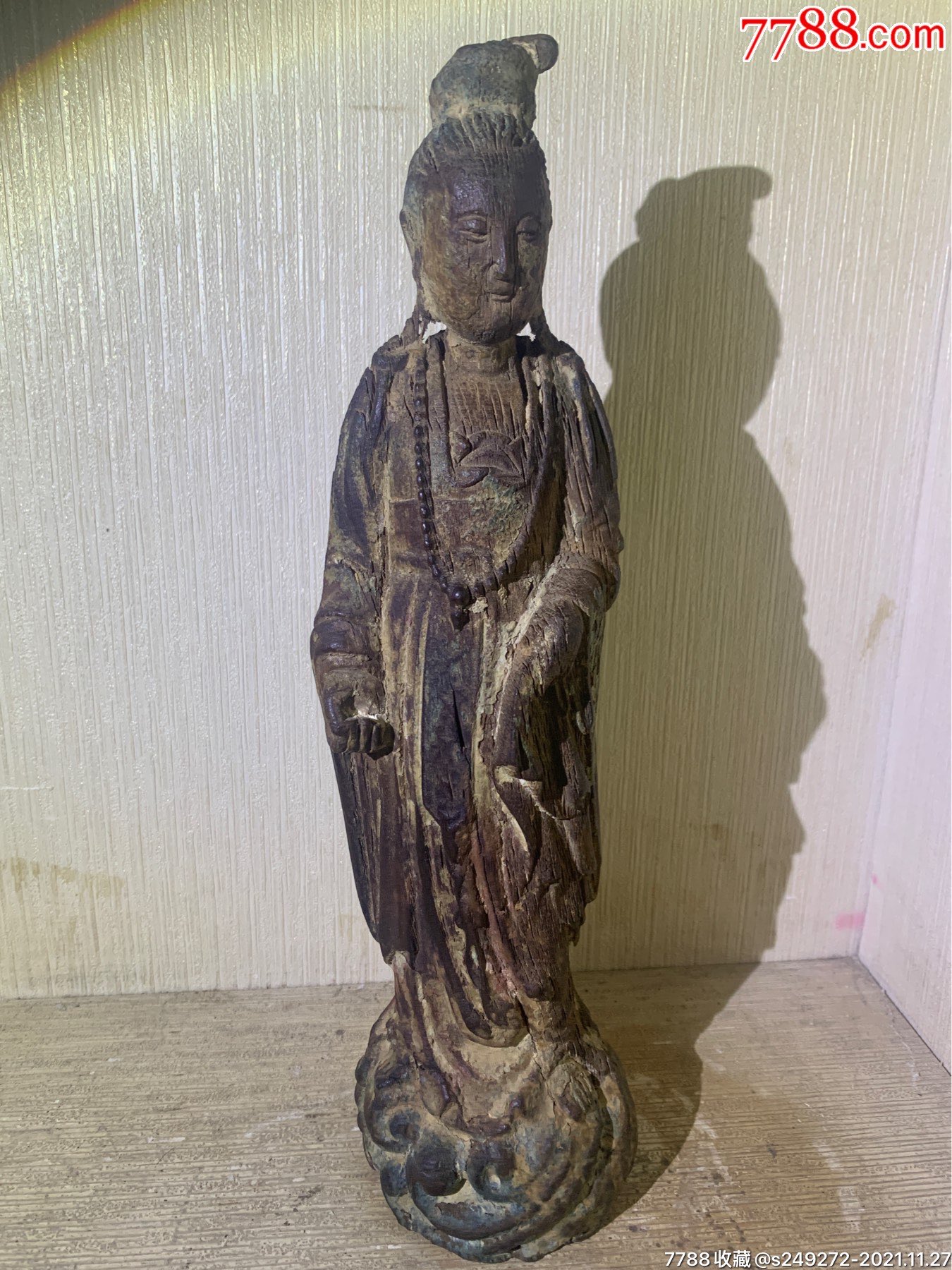 明代江南地区金丝楠木雕观音渡海造像_木佛像/人像_第1张_7788字画网