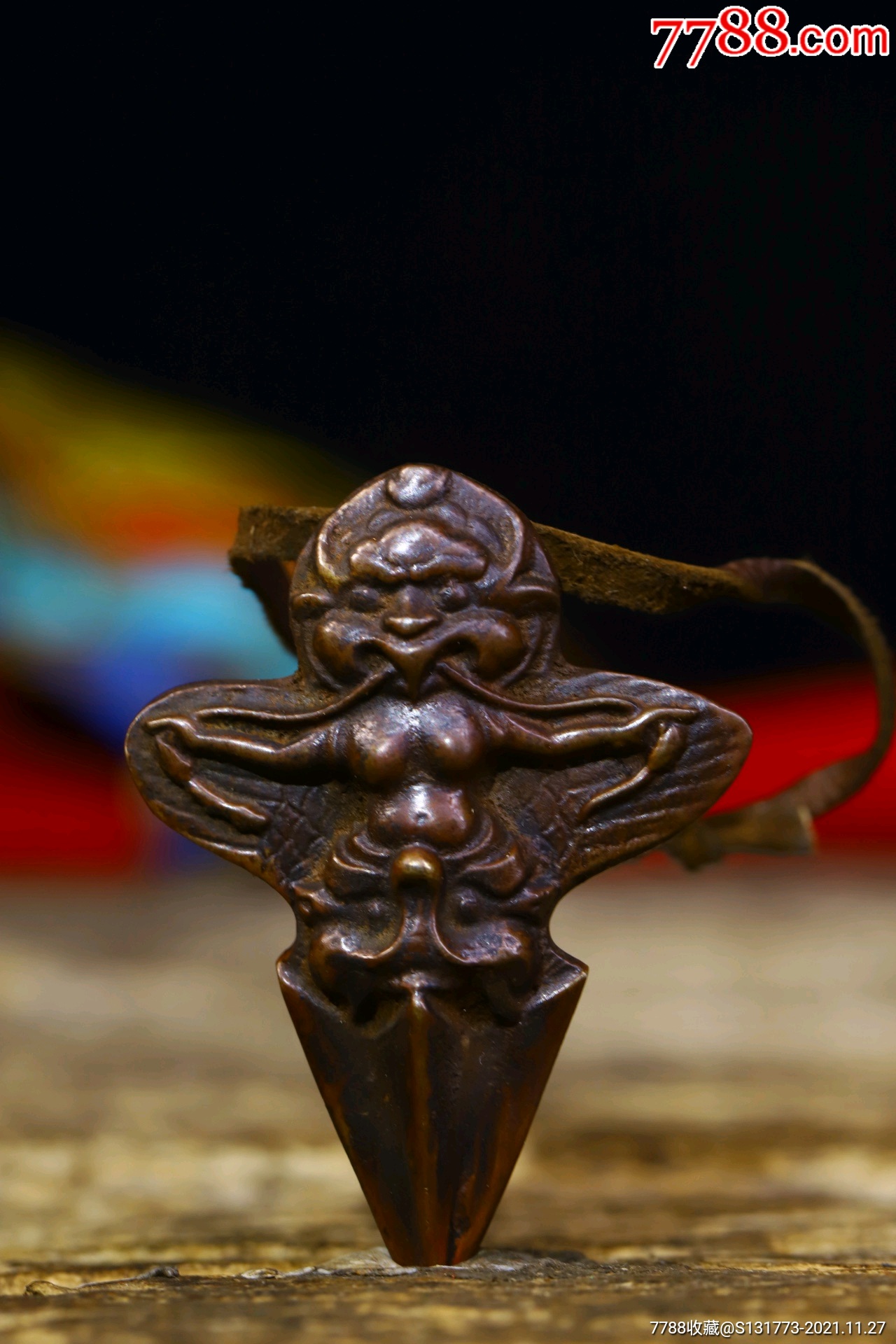 利马铜纯手工敲打錾刻大鹏金翅鸟吊坠挂件高6㎝宽48㎝重约40