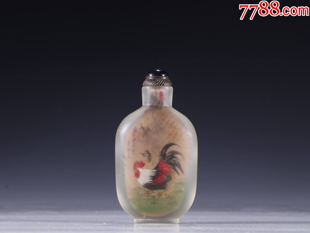 旧藏【老琉璃内画官运亨通鼻烟壶】_价格1800元【老玩物古玩收藏】_第