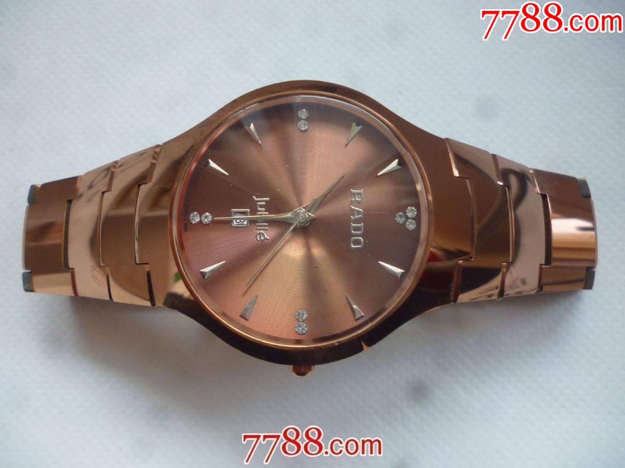 首页 零售 手表/腕表 >> 全新!玫瑰金钨钢【雷达】日历男士石英老表!