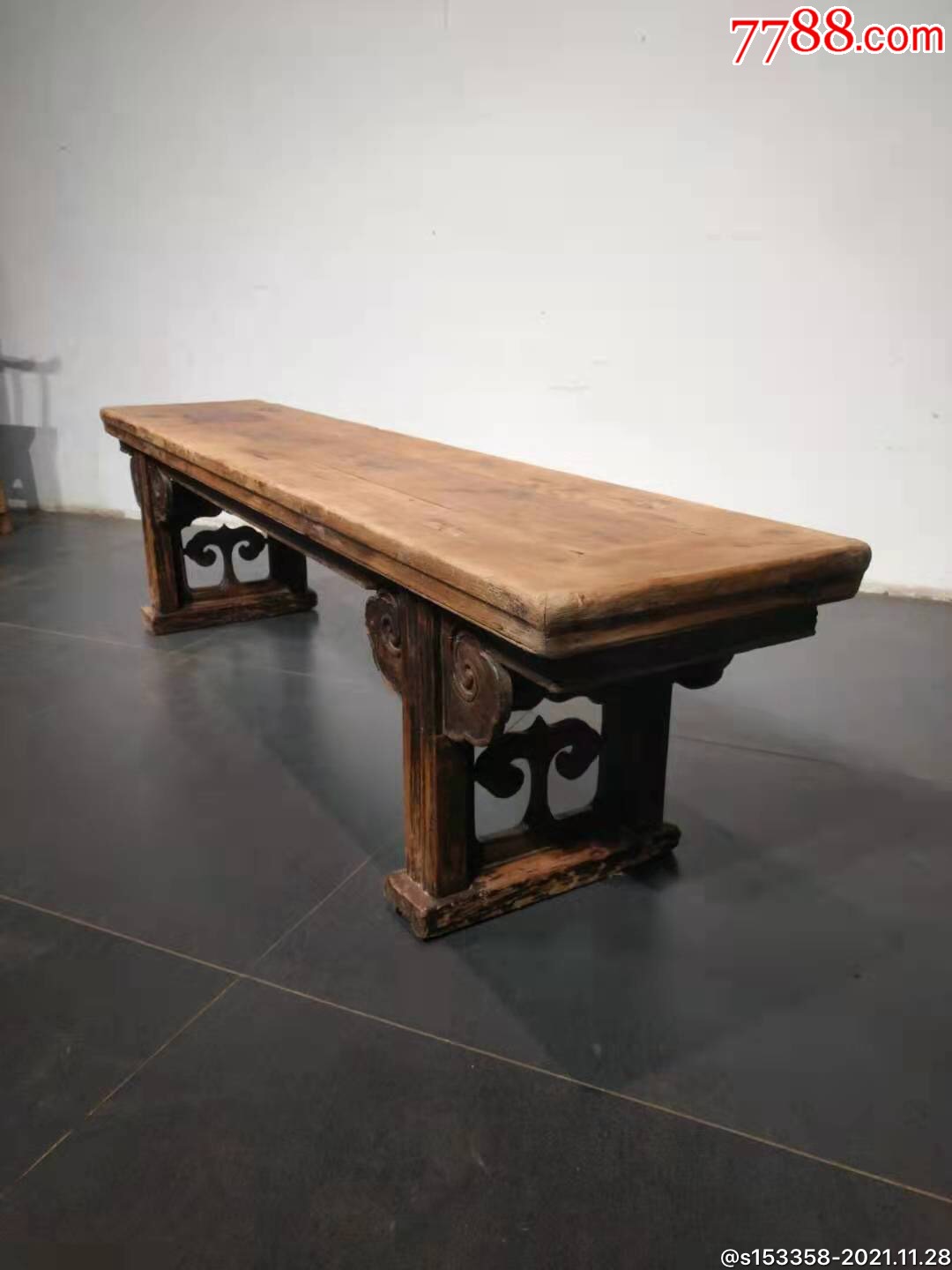 清中期:松柏木:文房小书案:_价格4800元【盛世古玩古典家具店】_第1张