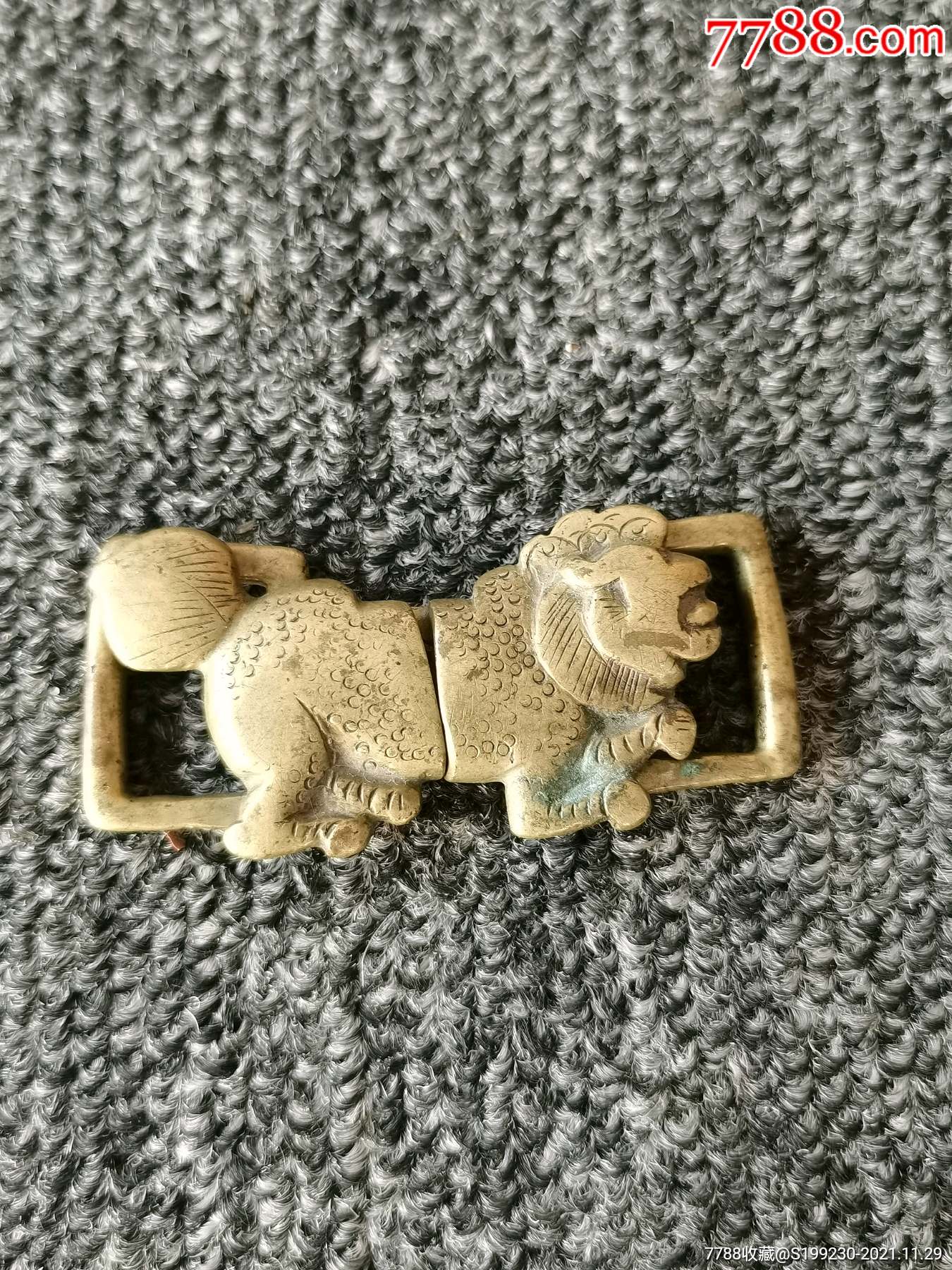 美品老带扣铜带扣清代武官带扣