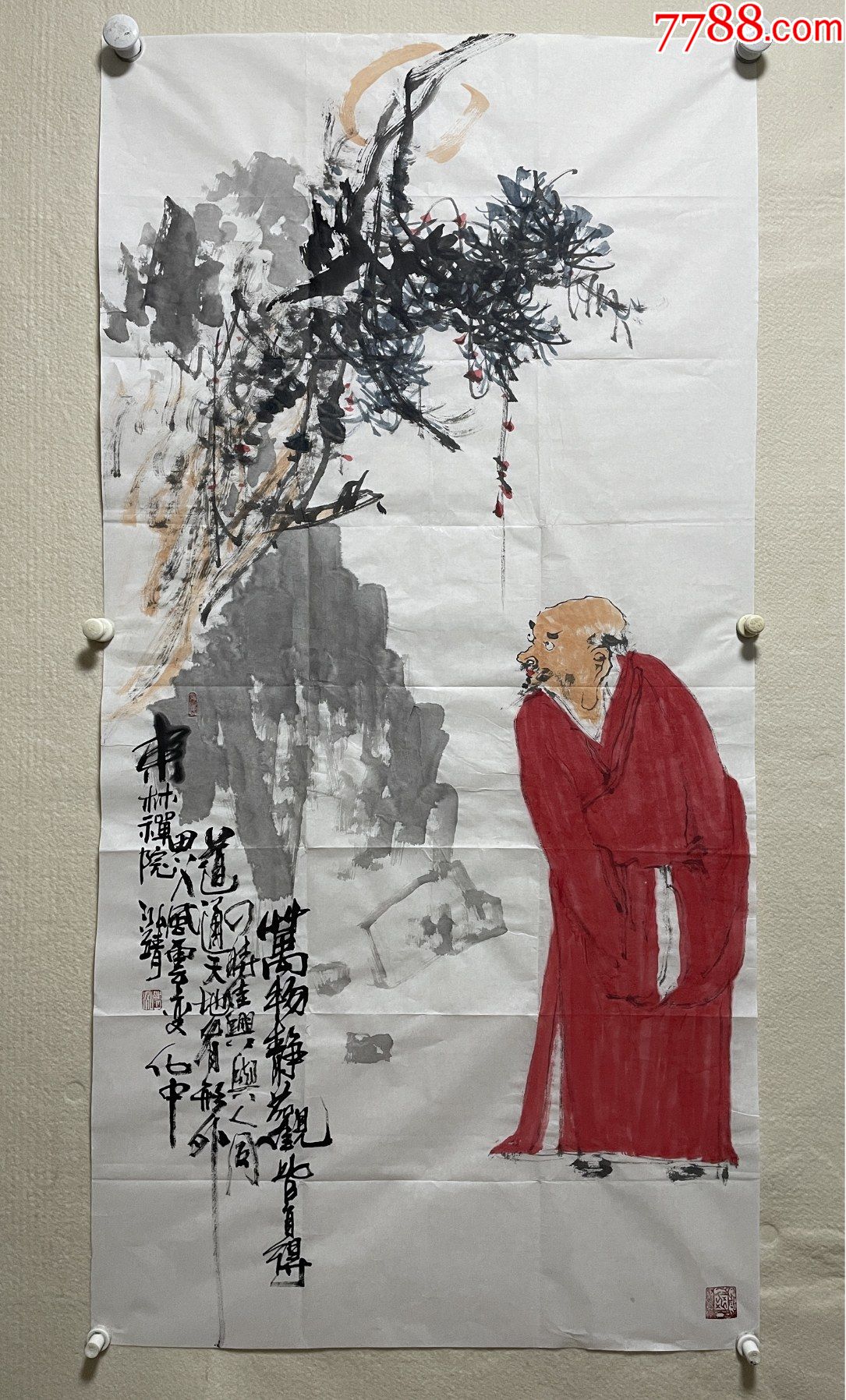 【来自画家本人终身保真】高光圃四尺整张竖幅中堂水墨人物画道释4