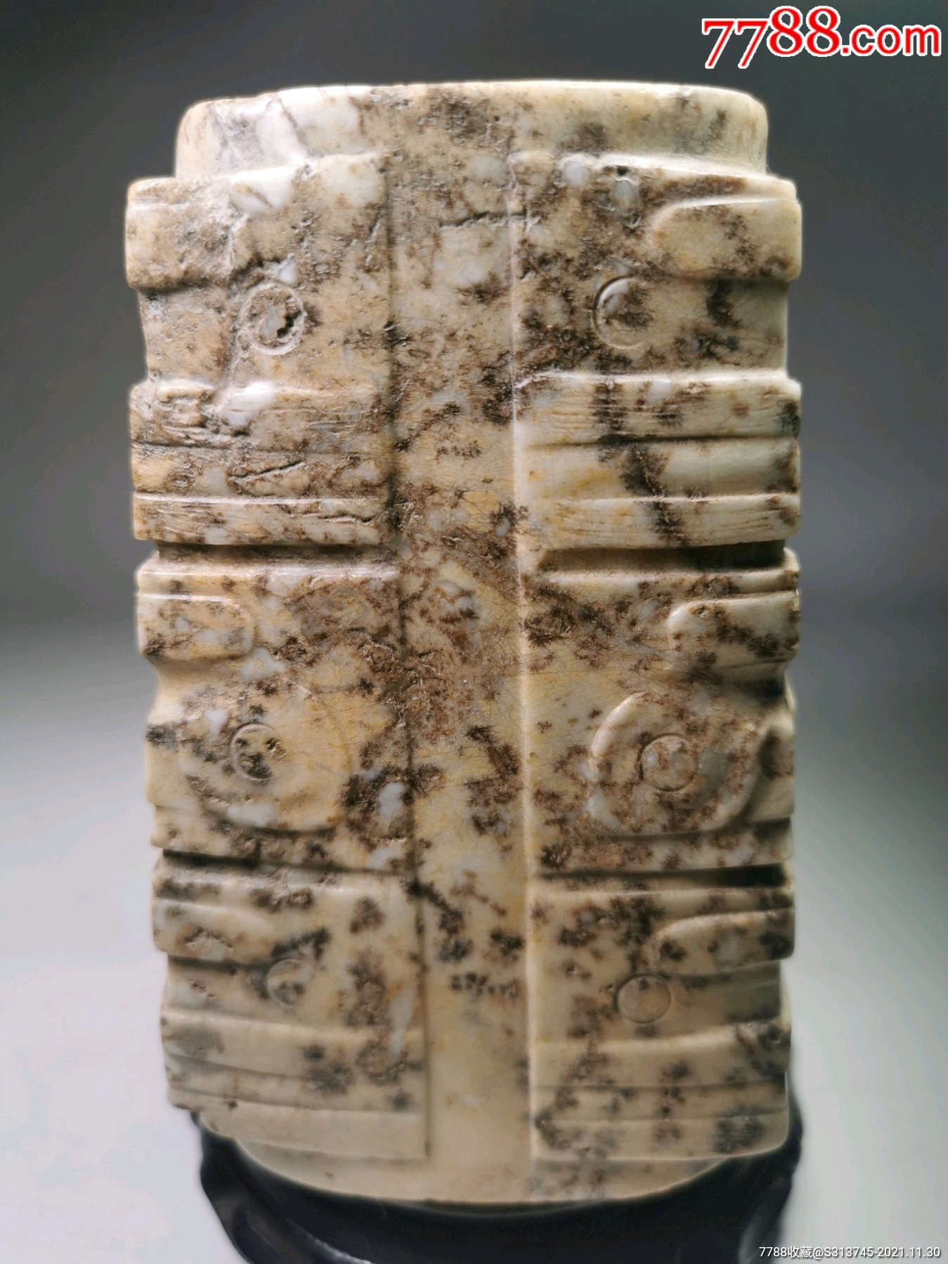 老玉高古玉玉琮.