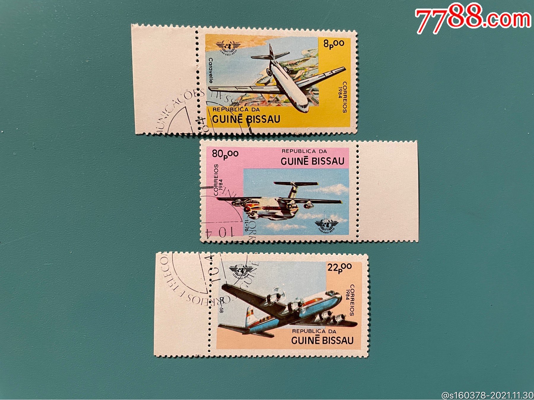 外国盖销邮票几内亚比绍1984年飞机航空交通工具3枚