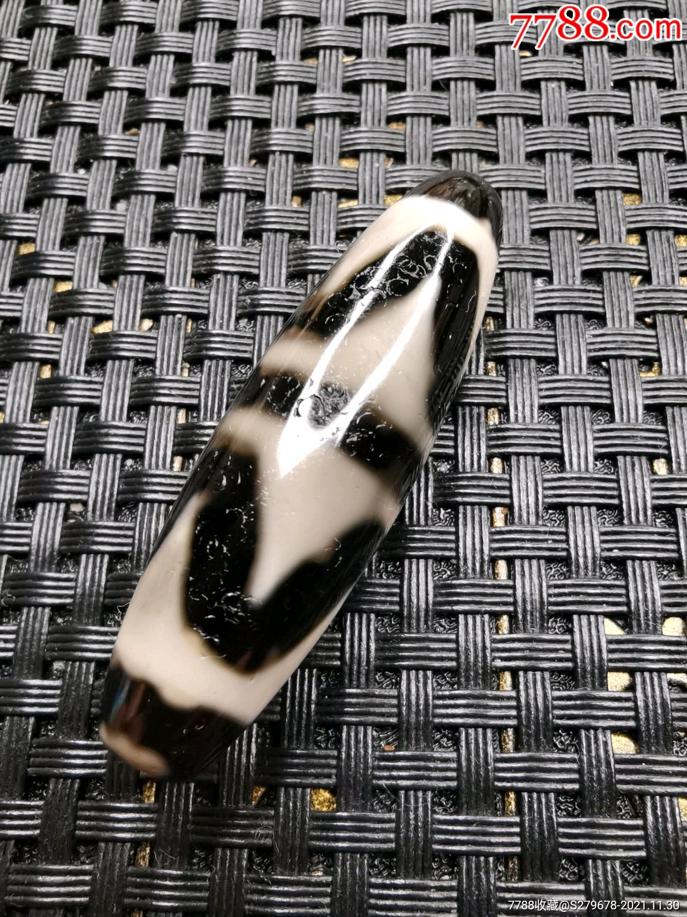 藏传玛瑙山水天珠皮壳包浆熟润