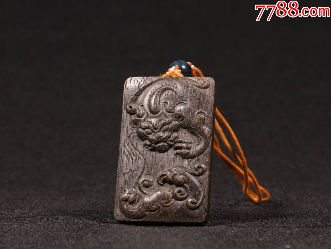 旧藏,沉香木螭龙戏凤挂牌a84s13f-价格:4800元-se84070739-木雕挂件