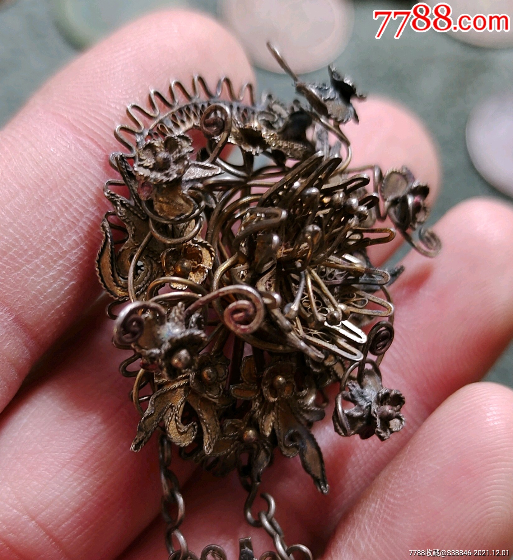 掐丝银发簪银头饰