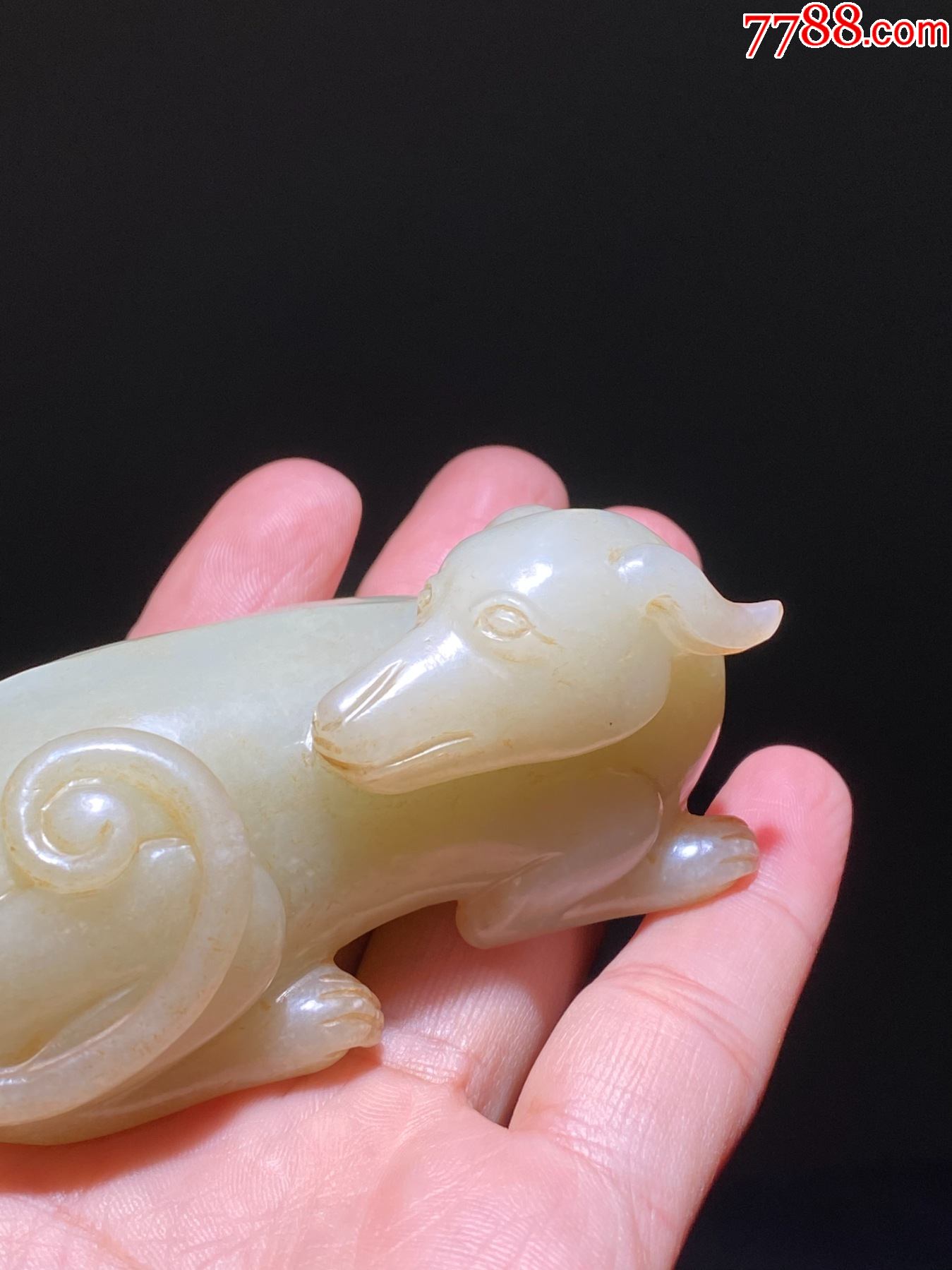 清和田玉白玉卧犬老和田玉籽料玉犬书镇文房摆件手把件明清玉