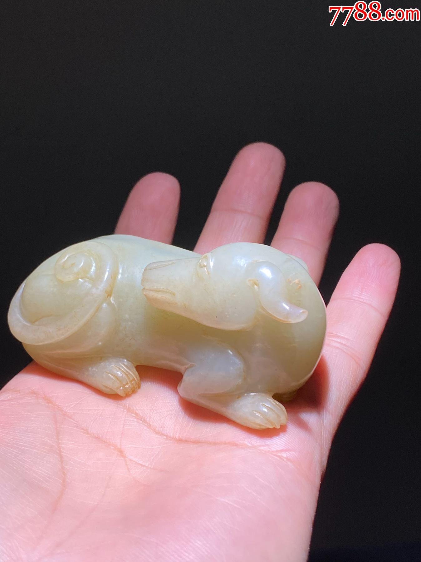 清和田玉白玉卧犬老和田玉籽料玉犬书镇文房摆件手把件明清玉