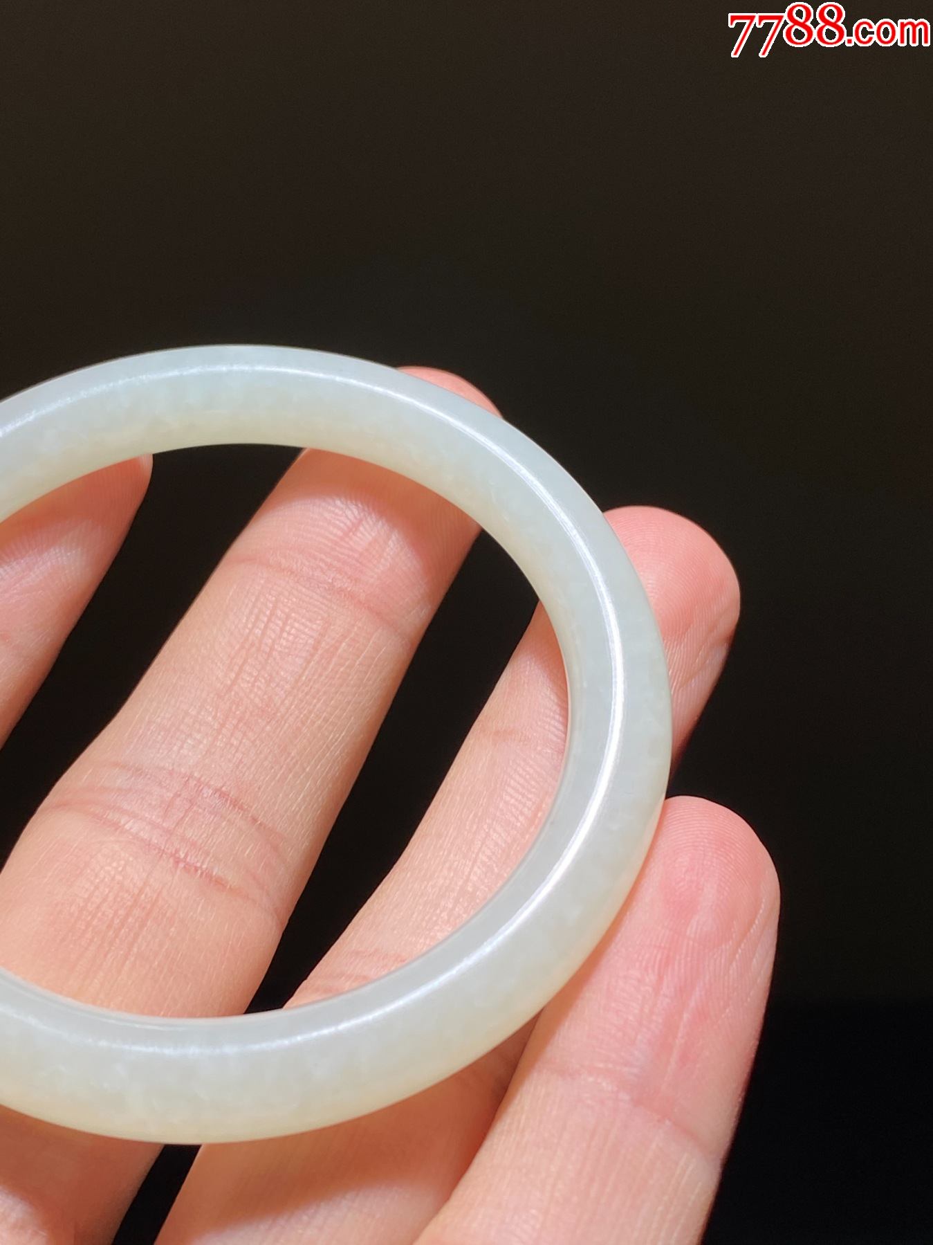 和田玉白玉圆条手镯古玉老玉和田玉镯女士手镯贵妃镯白玉镯