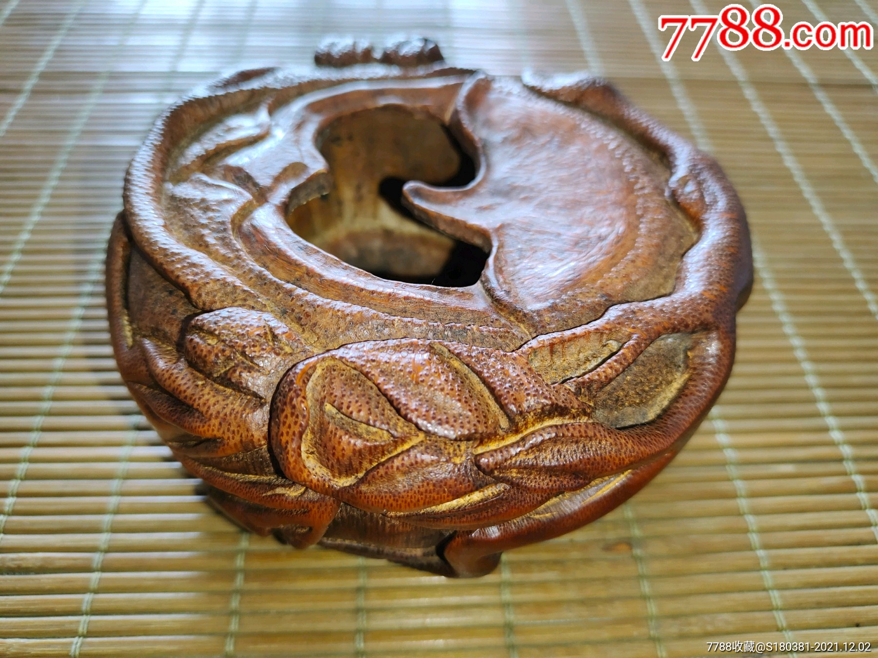 老包浆竹根手工雕刻老树根文房笔洗水洗水盂竹器摆件