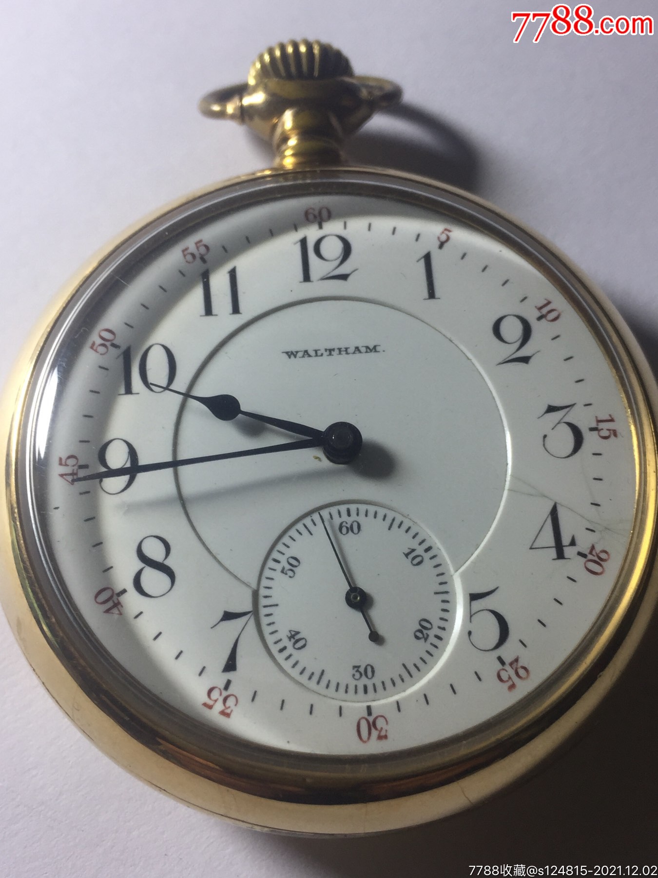 全包金明面美国沃尔瑟姆怀表