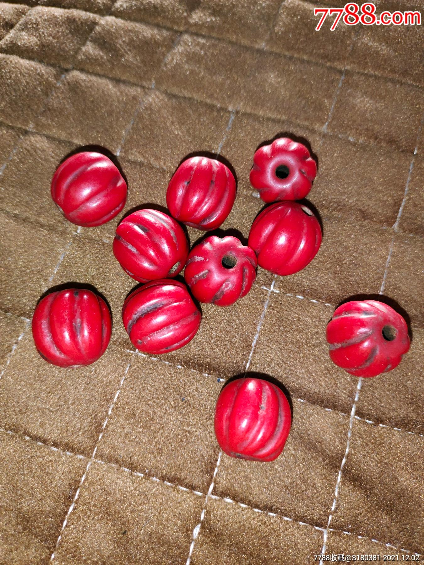 老琉璃瓜珠雪巴珠红琉璃配饰顶珠挂件配珠