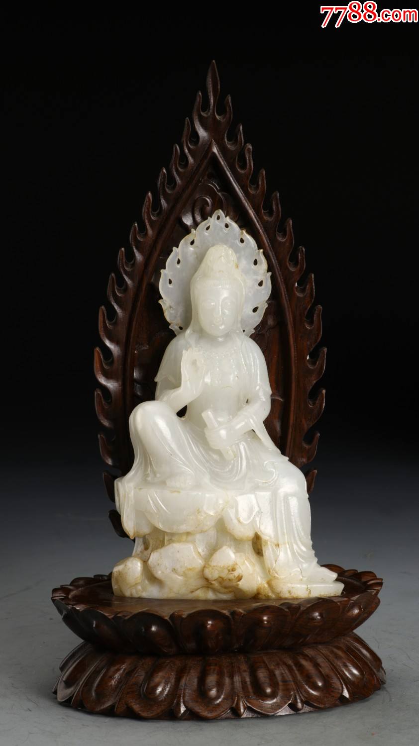 和田白玉自在观音坐像玉