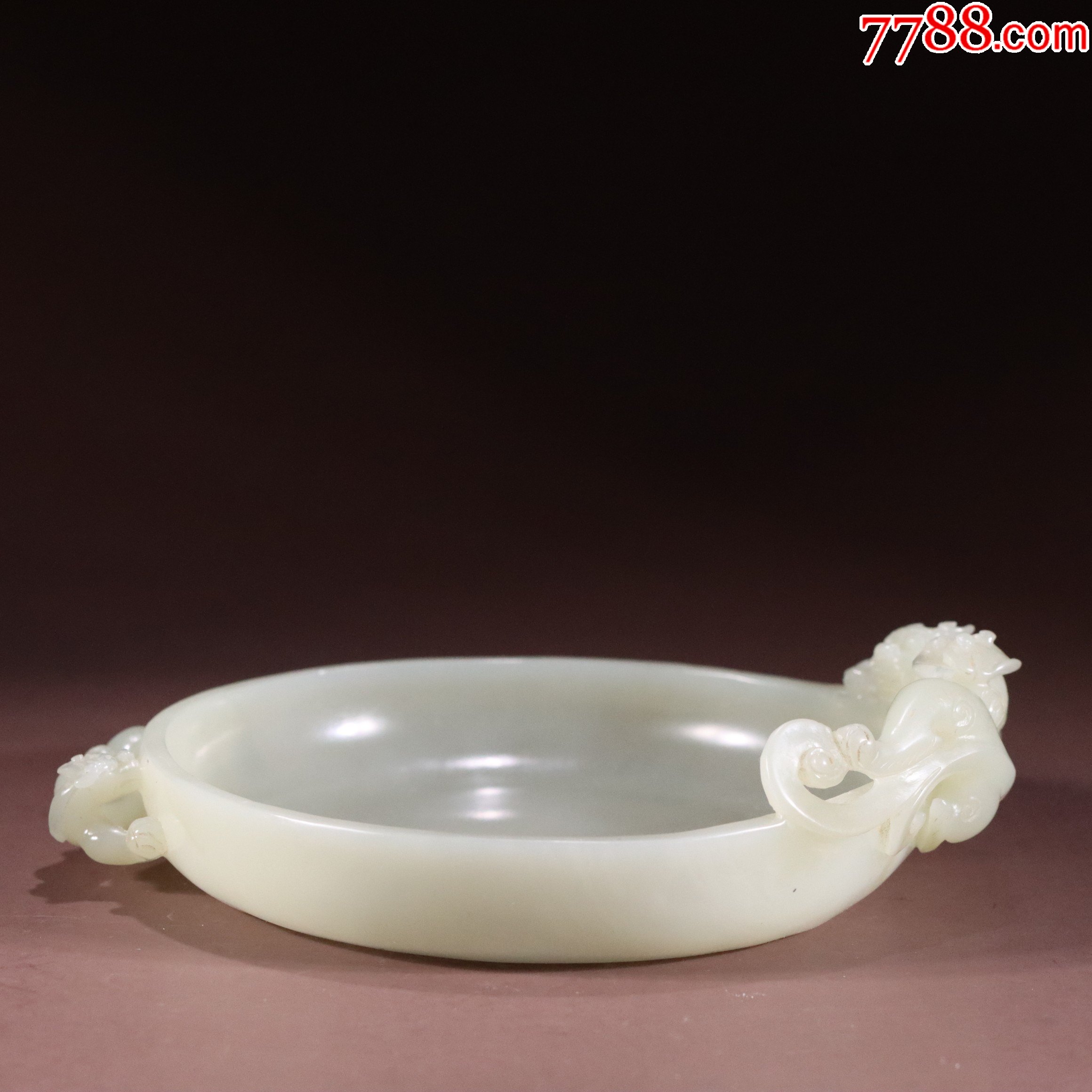 和田玉双龙笔洗