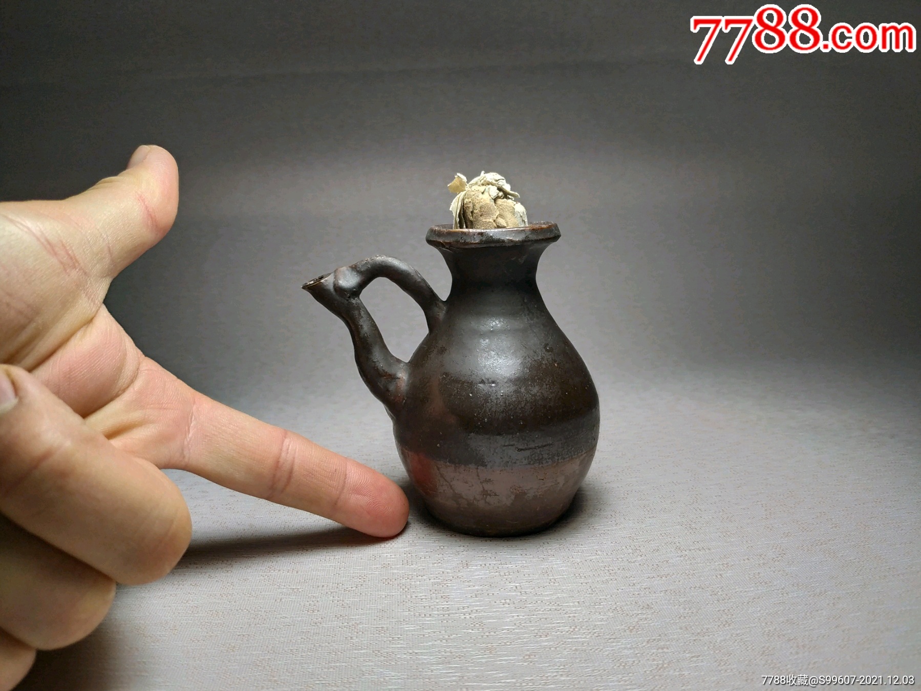 清代磁灶窑小酒壶酒器陶壶小茶壶文房水滴水注粗陶老茶具老摆件