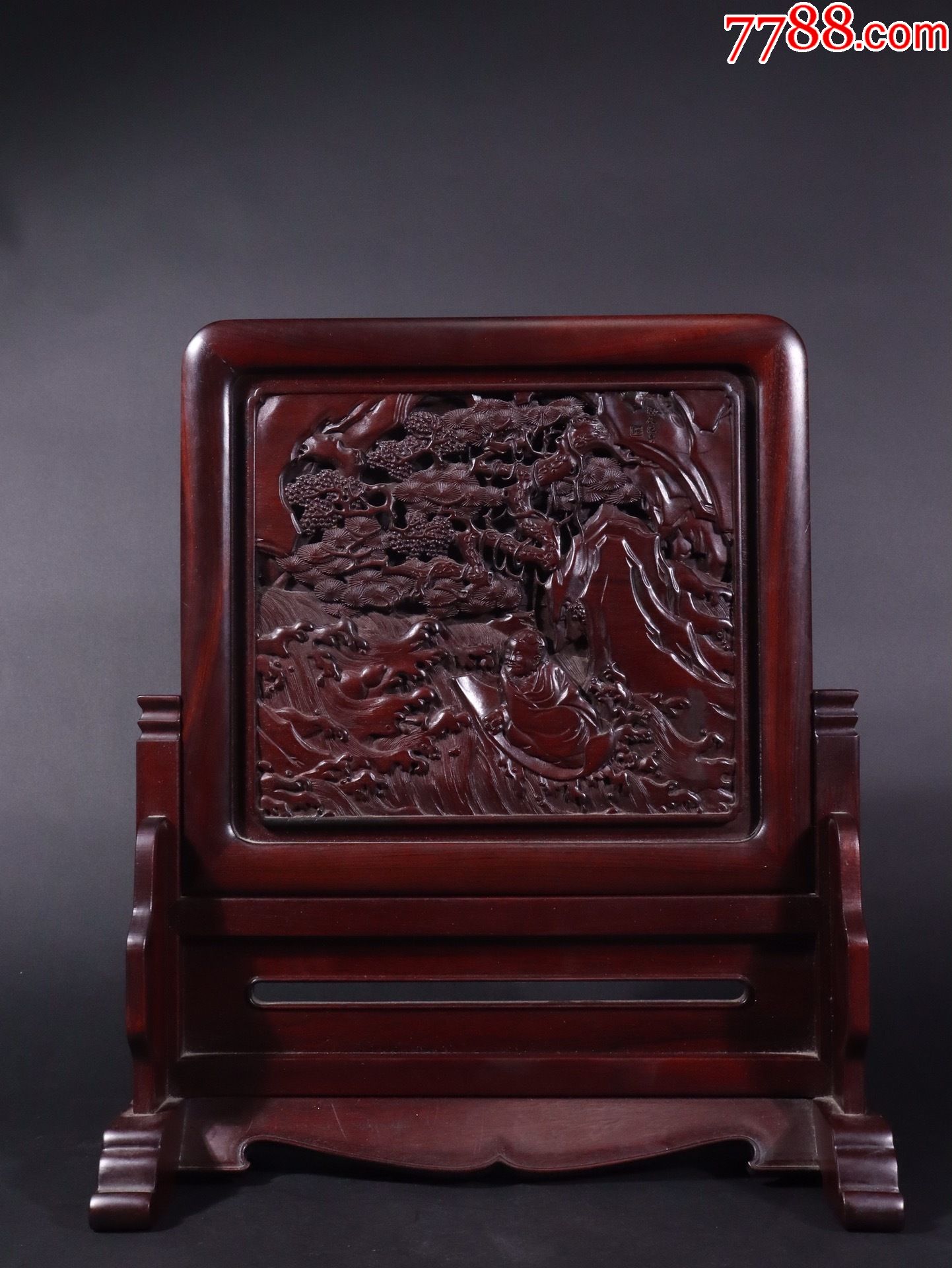 酸枝木人物故事插屏