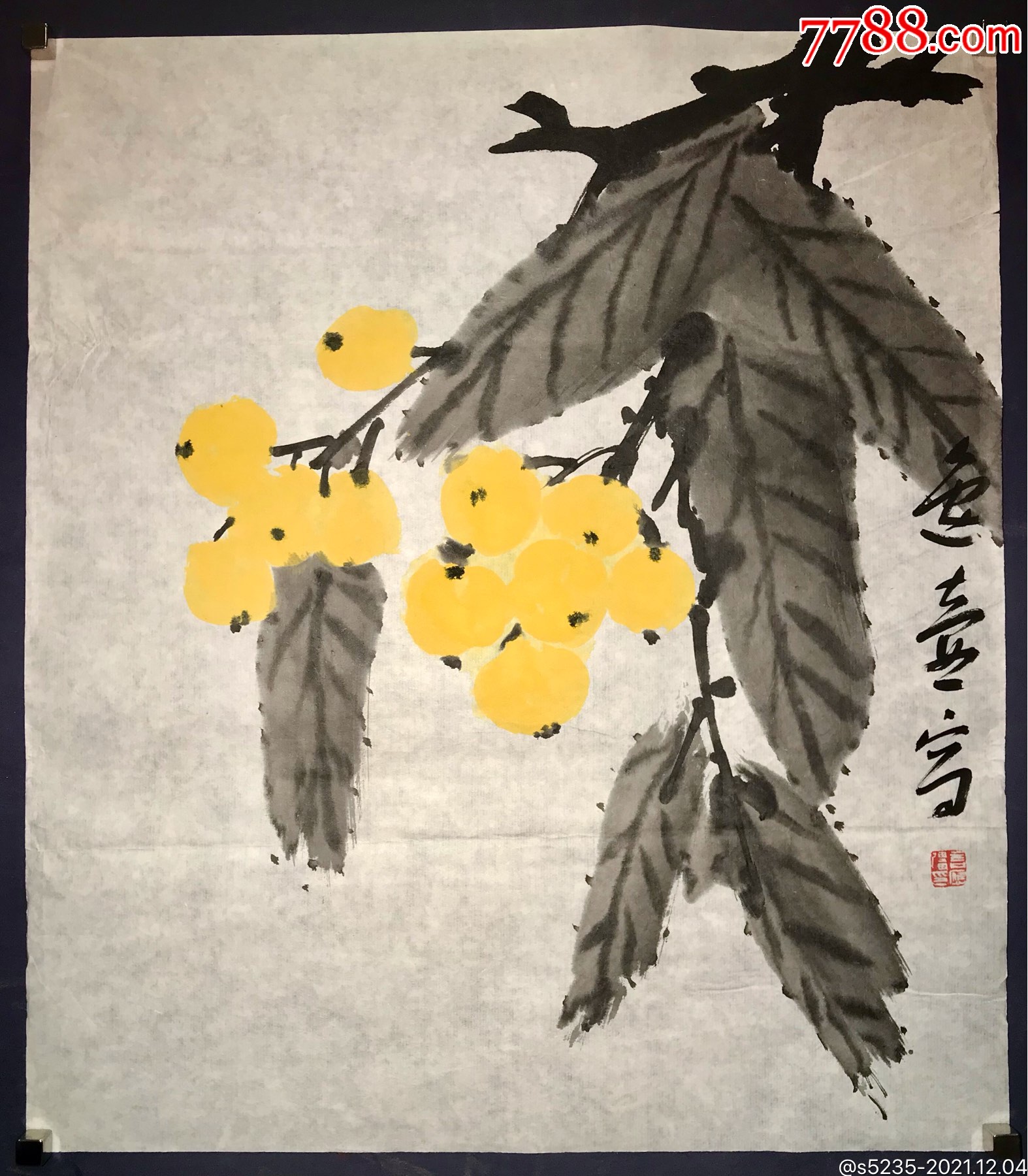 湖南株洲画家言应强花鸟画《枇杷图之二》