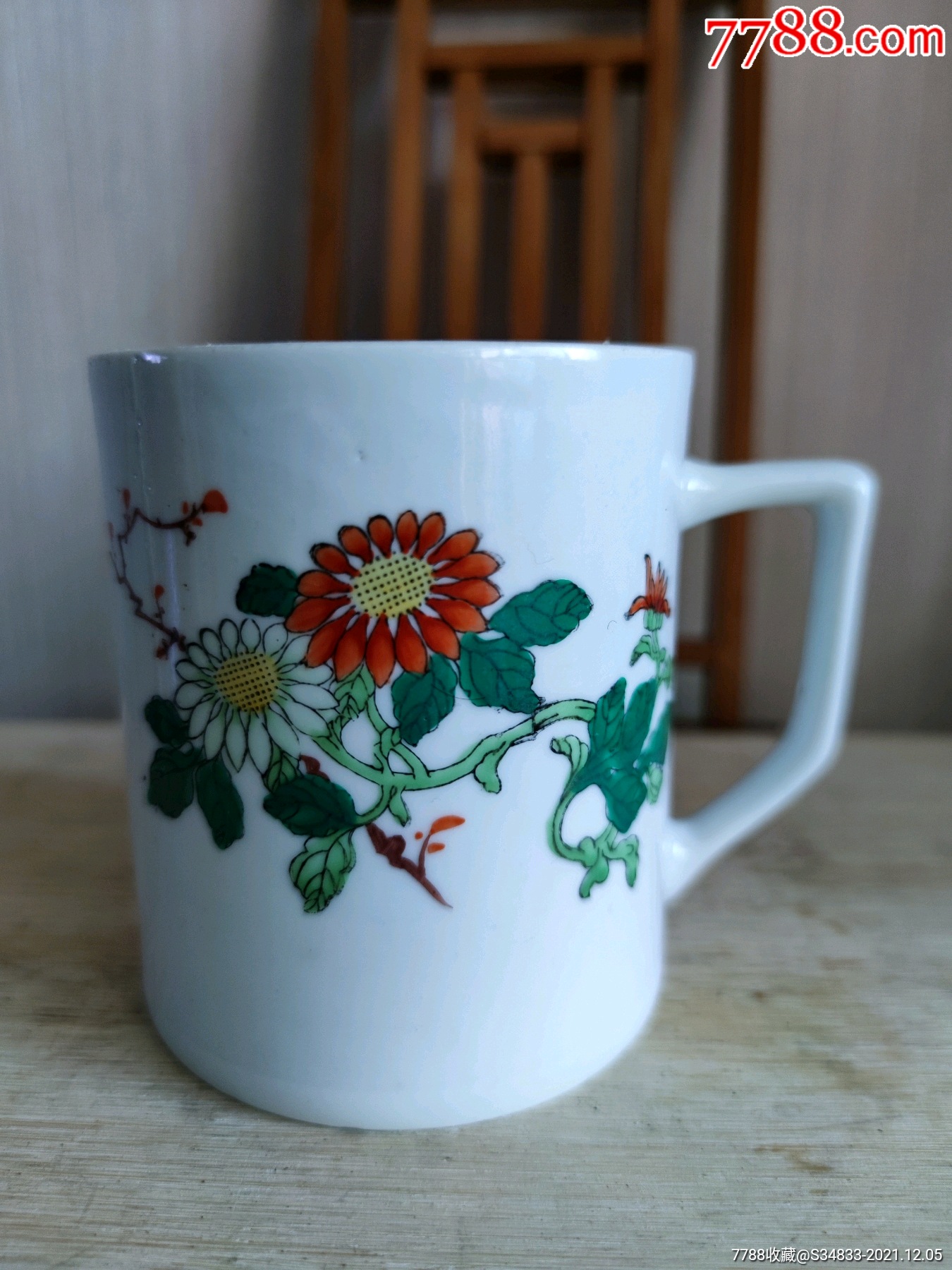 50年代手绘花卉瓷杯