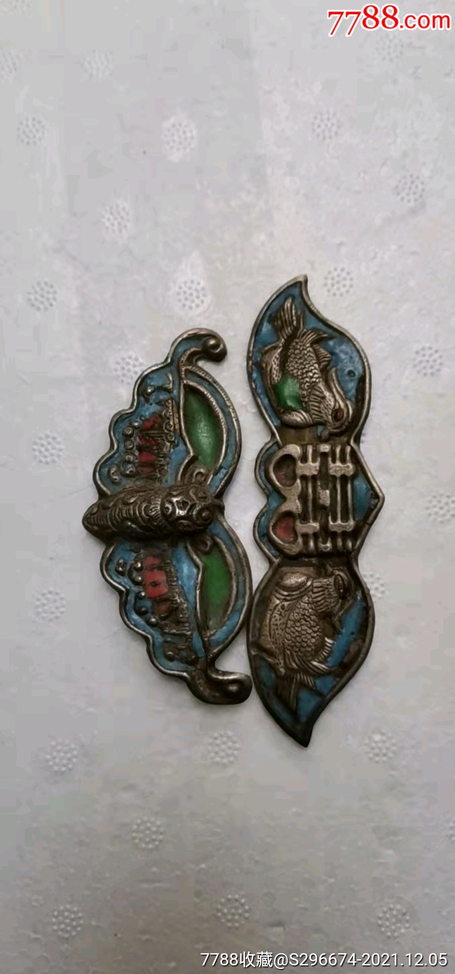 民国景泰蓝头发饰品大户人家用的