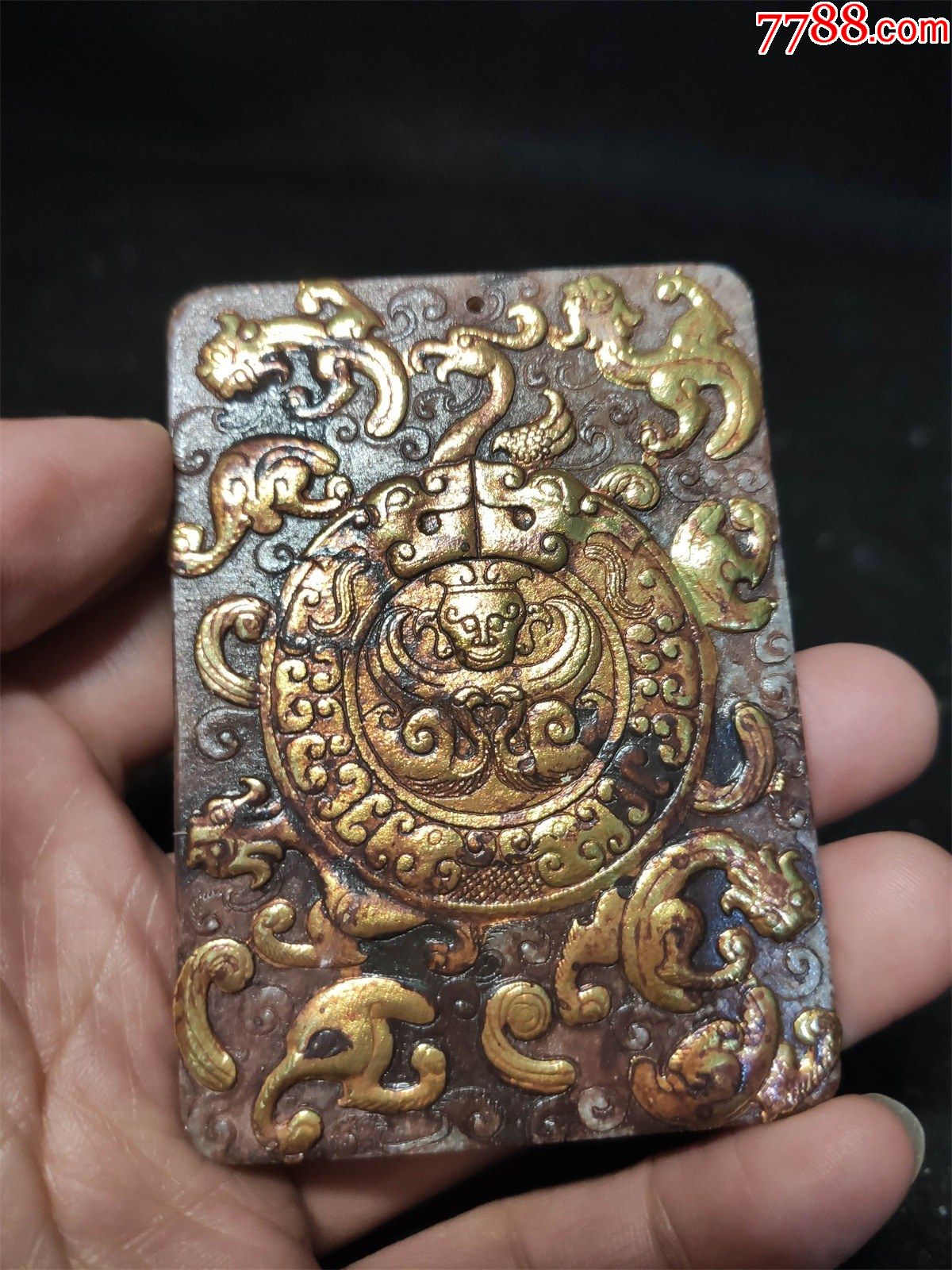 和田玉鎏金玉牌