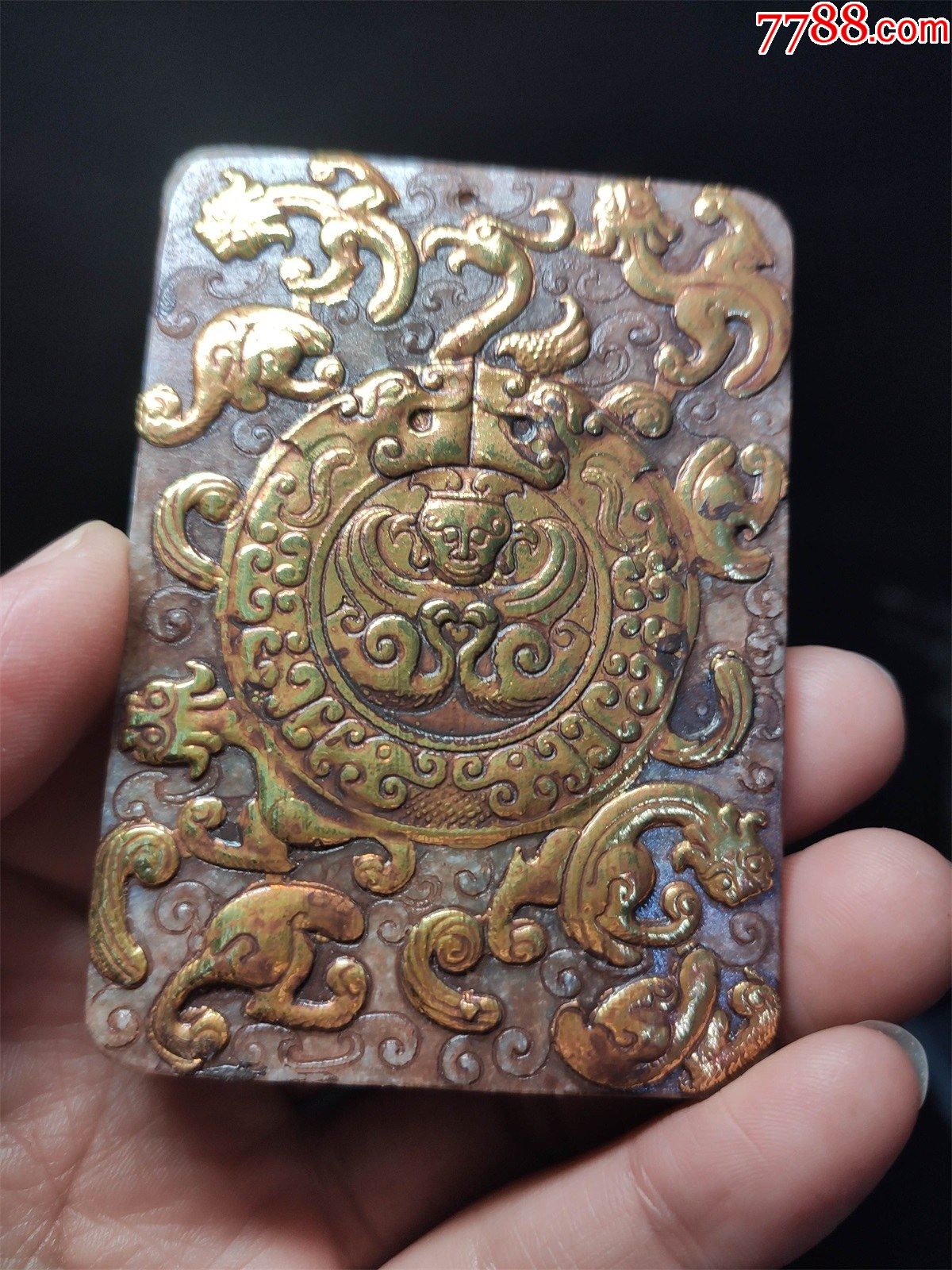 和田玉鎏金玉牌