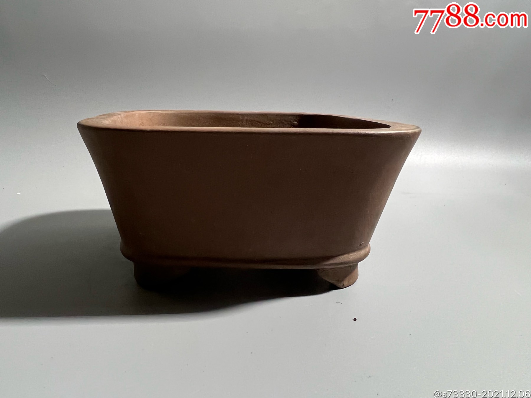 80年代中国宜兴紫砂一厂圆角方形紫砂小花盆