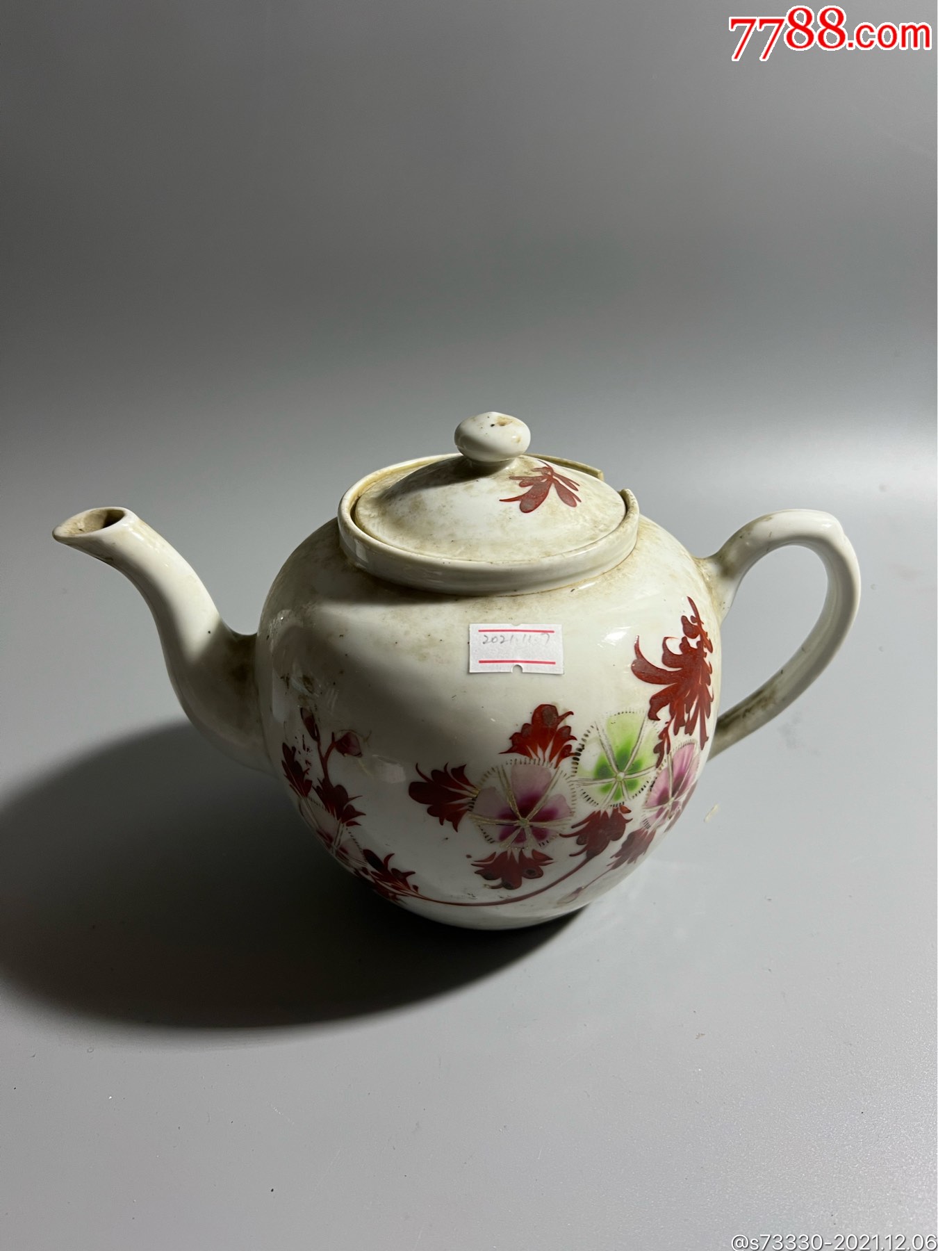 建国初合作社款花卉茶壶一把微磕