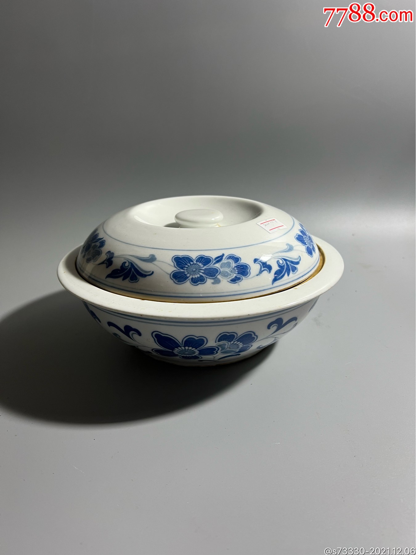 80年代,醴陵群力瓷厂,海棠花小盖碗一只