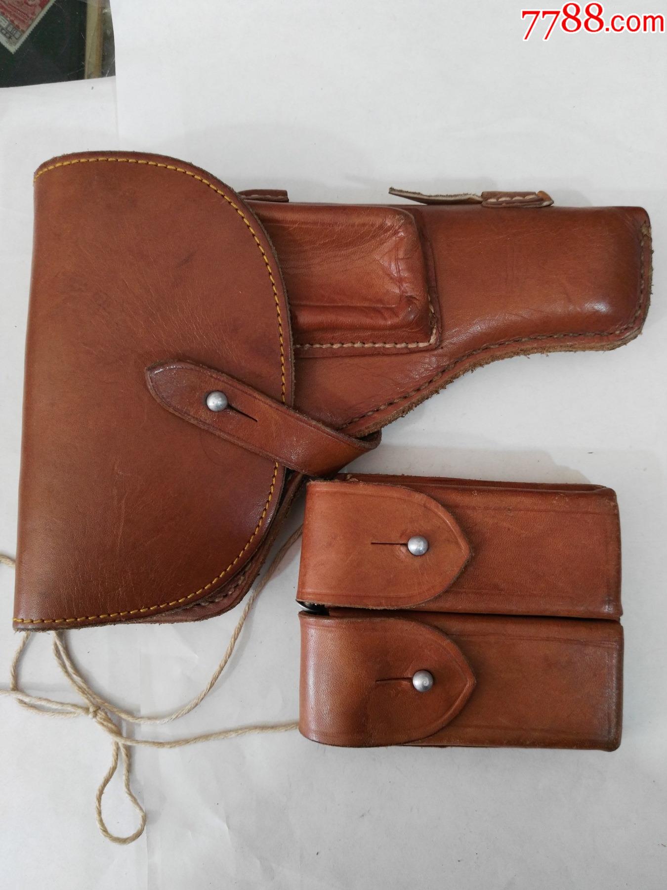 70年代大个牛皮枪套一套_皮枪套/皮套_红色纸品行【7788收藏__收藏