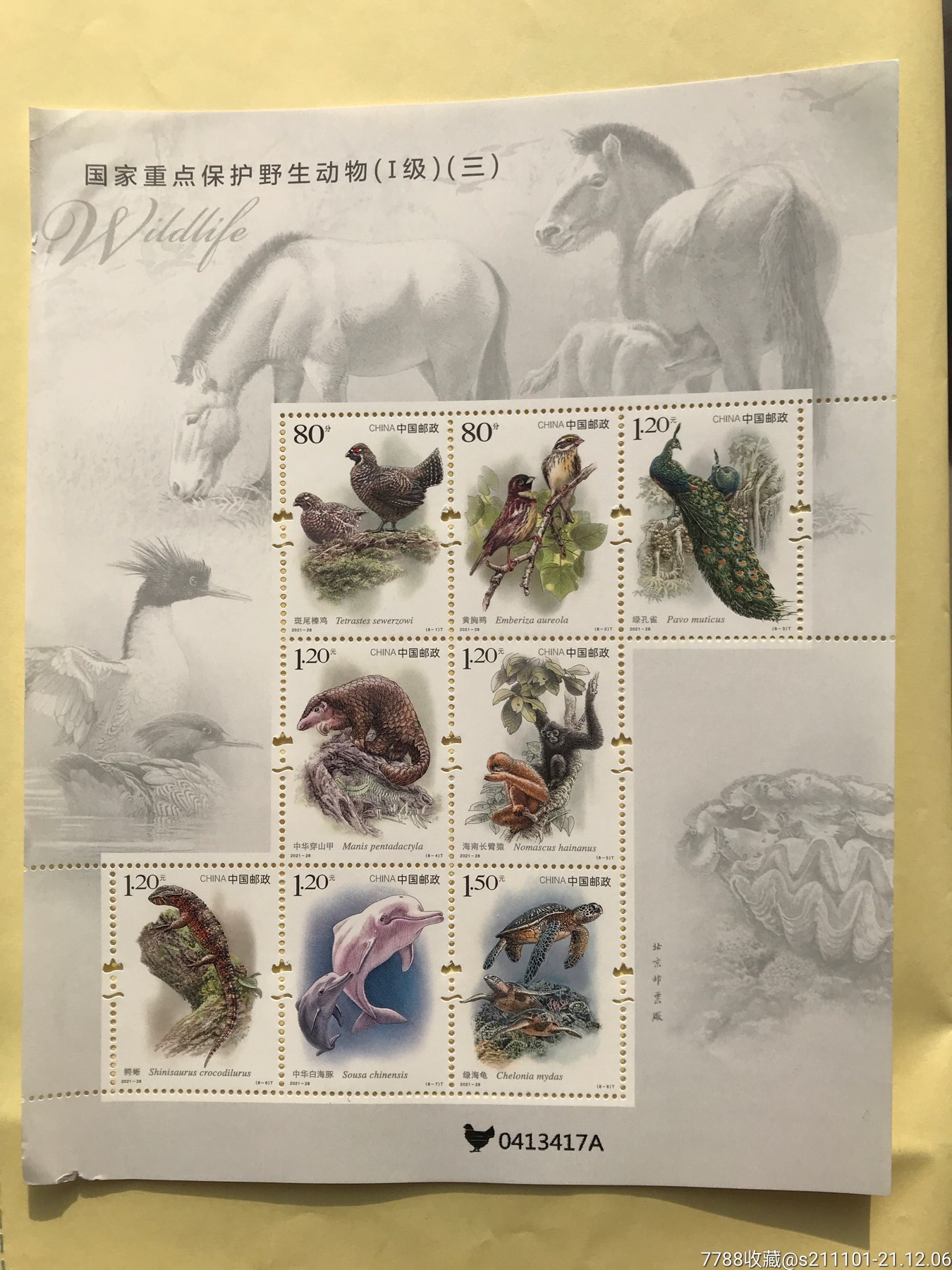 国家重点保护野生动物i级三特种邮票