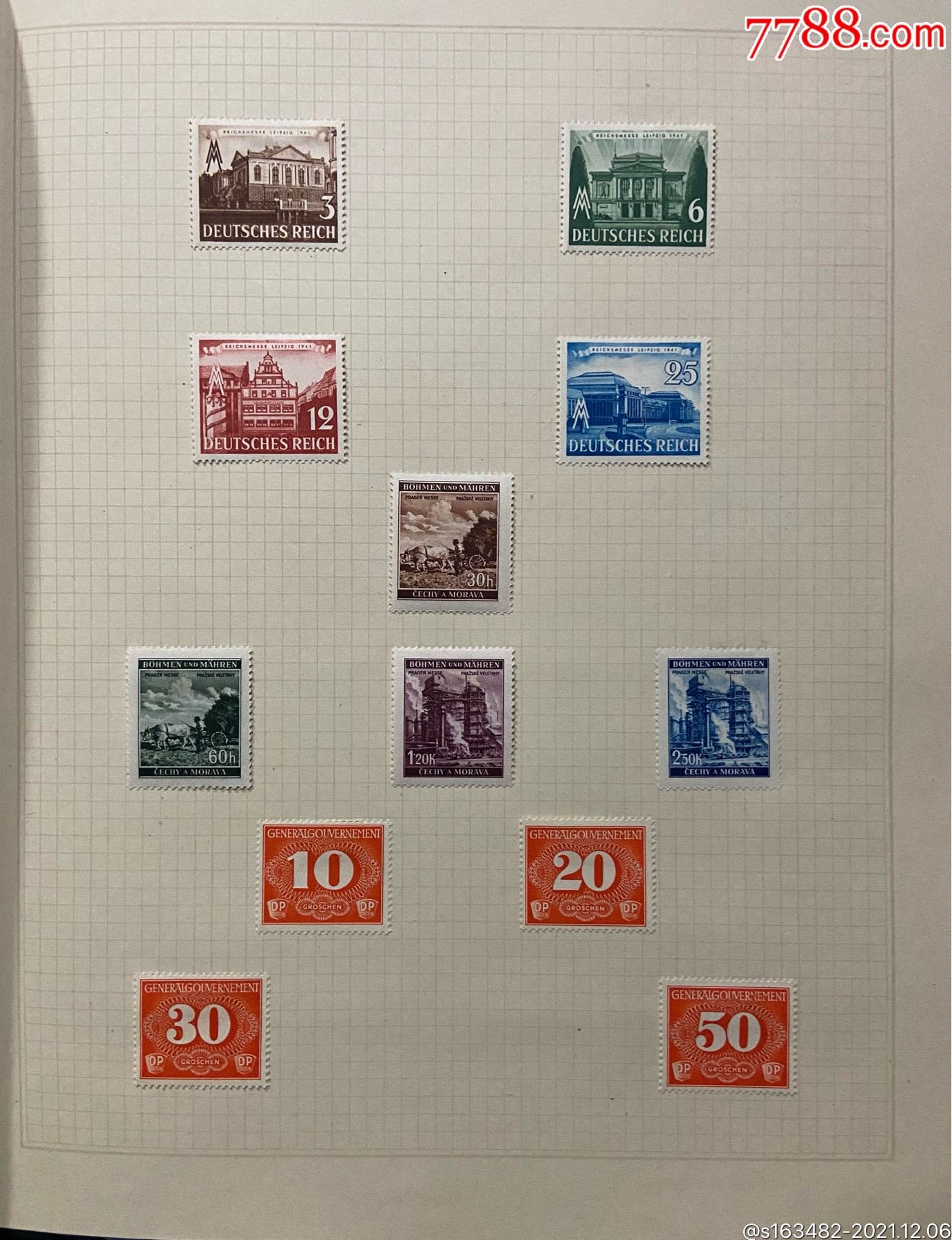 邮票一册包括第三帝国德占波兰及波西米亚和摩拉维亚等如图贴于内页