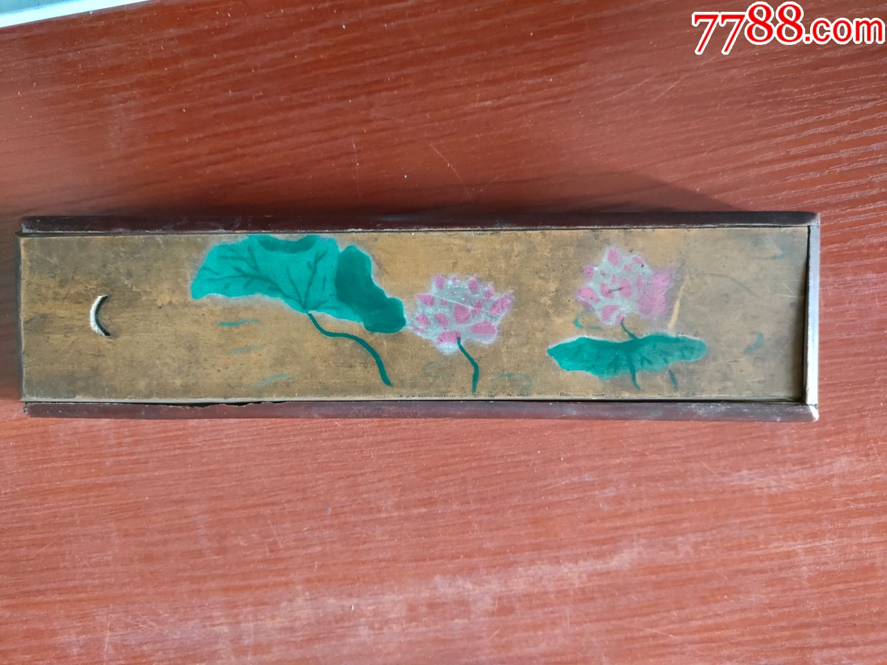 荷花(木盒约25.2cm*6.5cm*3cm)