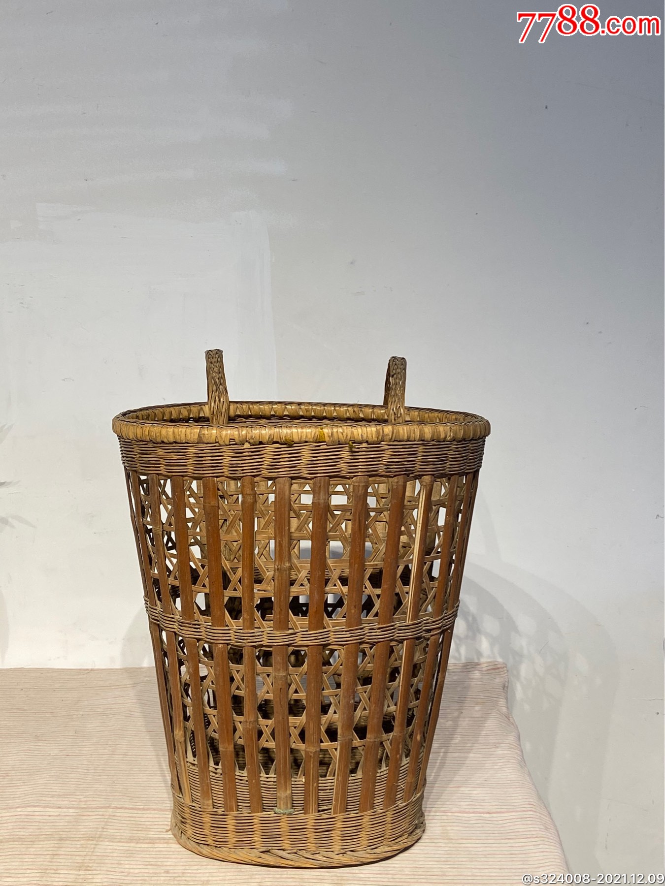 清代竹编小背篓秀气精致古朴典雅尺寸423148