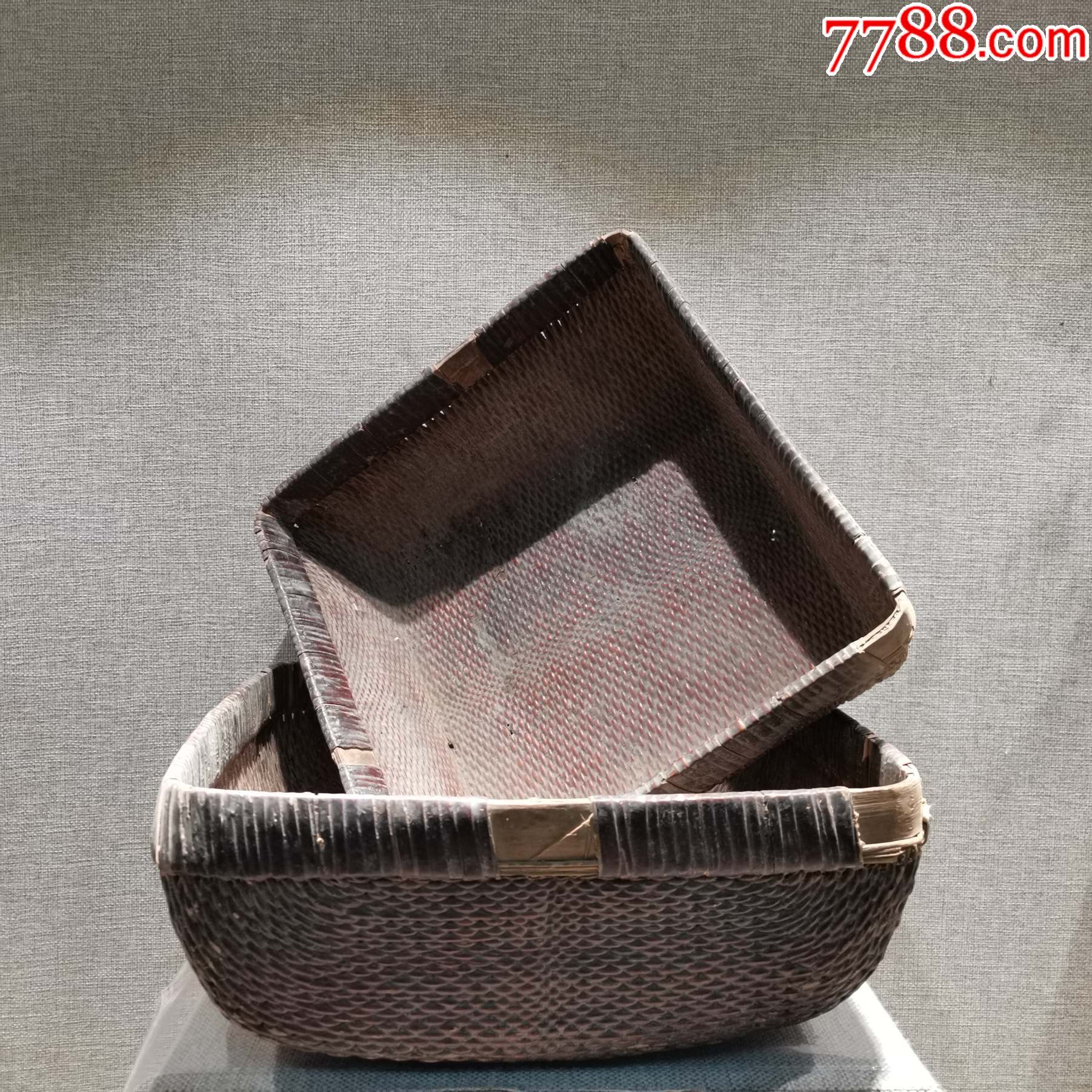 民俗用品收藏民国生活手工藤编小筐一大一小包老保真