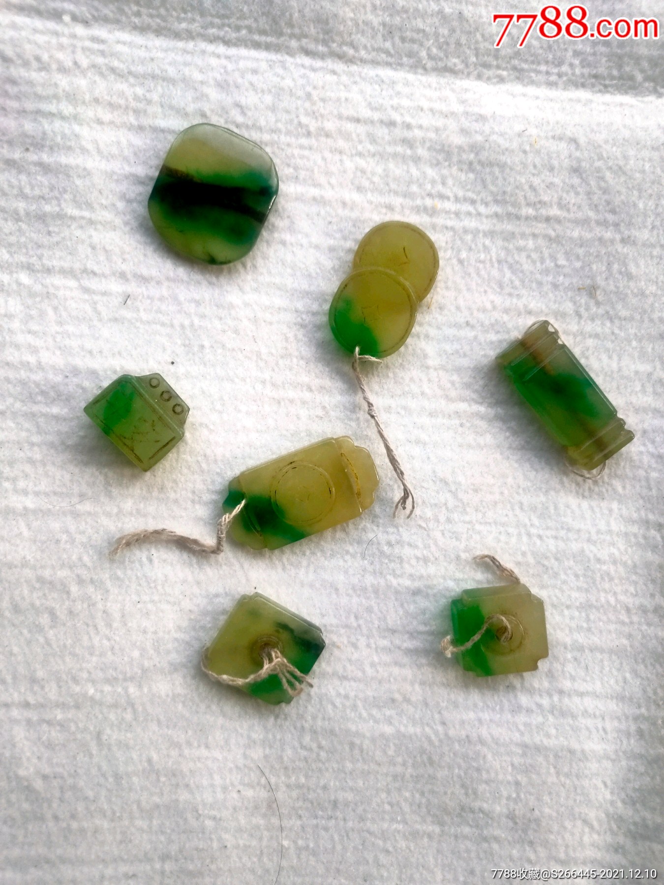 天然老翡翠小件七个