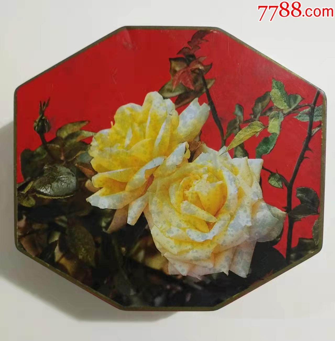 松鼠牌八方型花卉纹铁皮药盒江西抚州制药厂