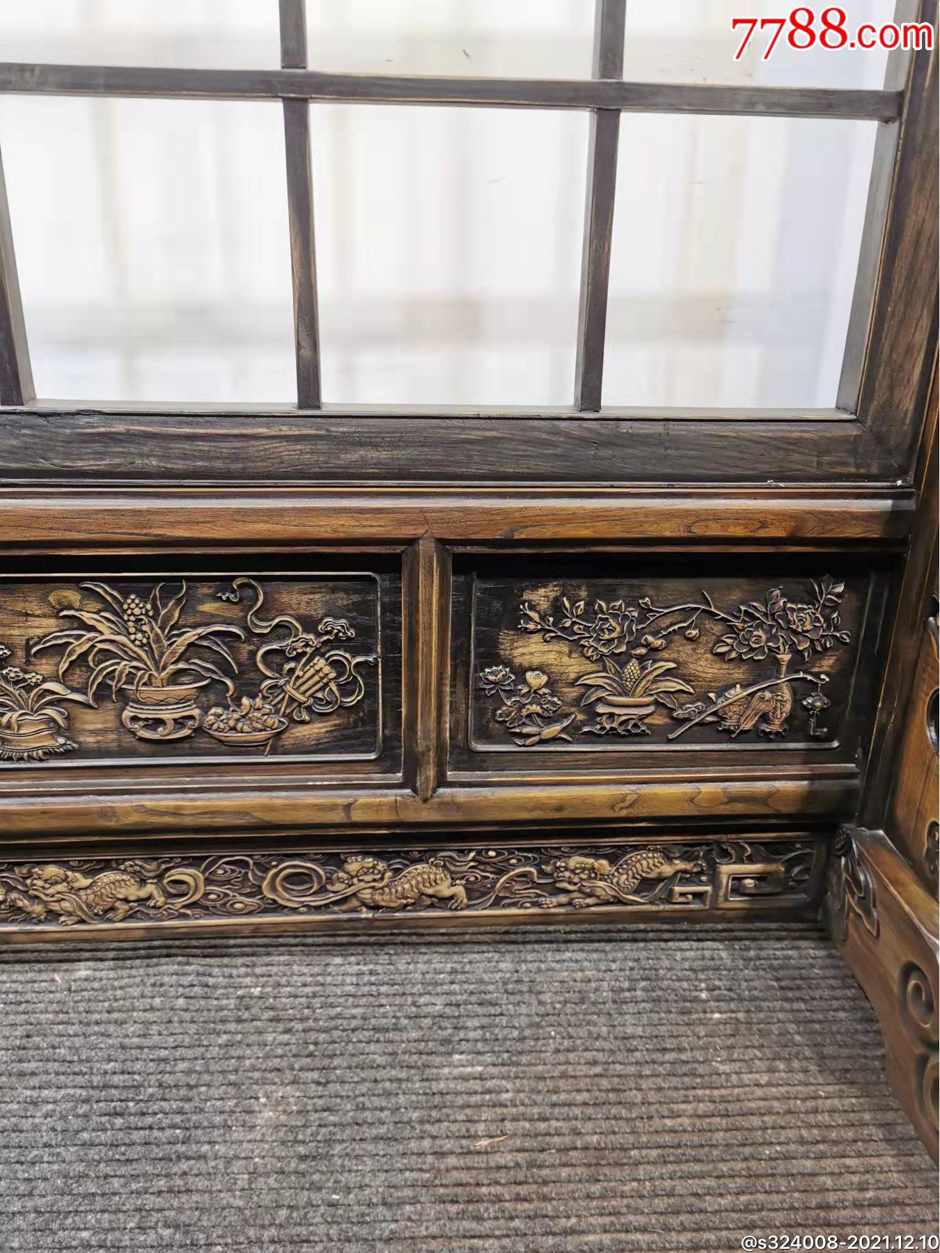 全品榉木大屏风做工精细雕刻细腻造型大气高218长180厚60