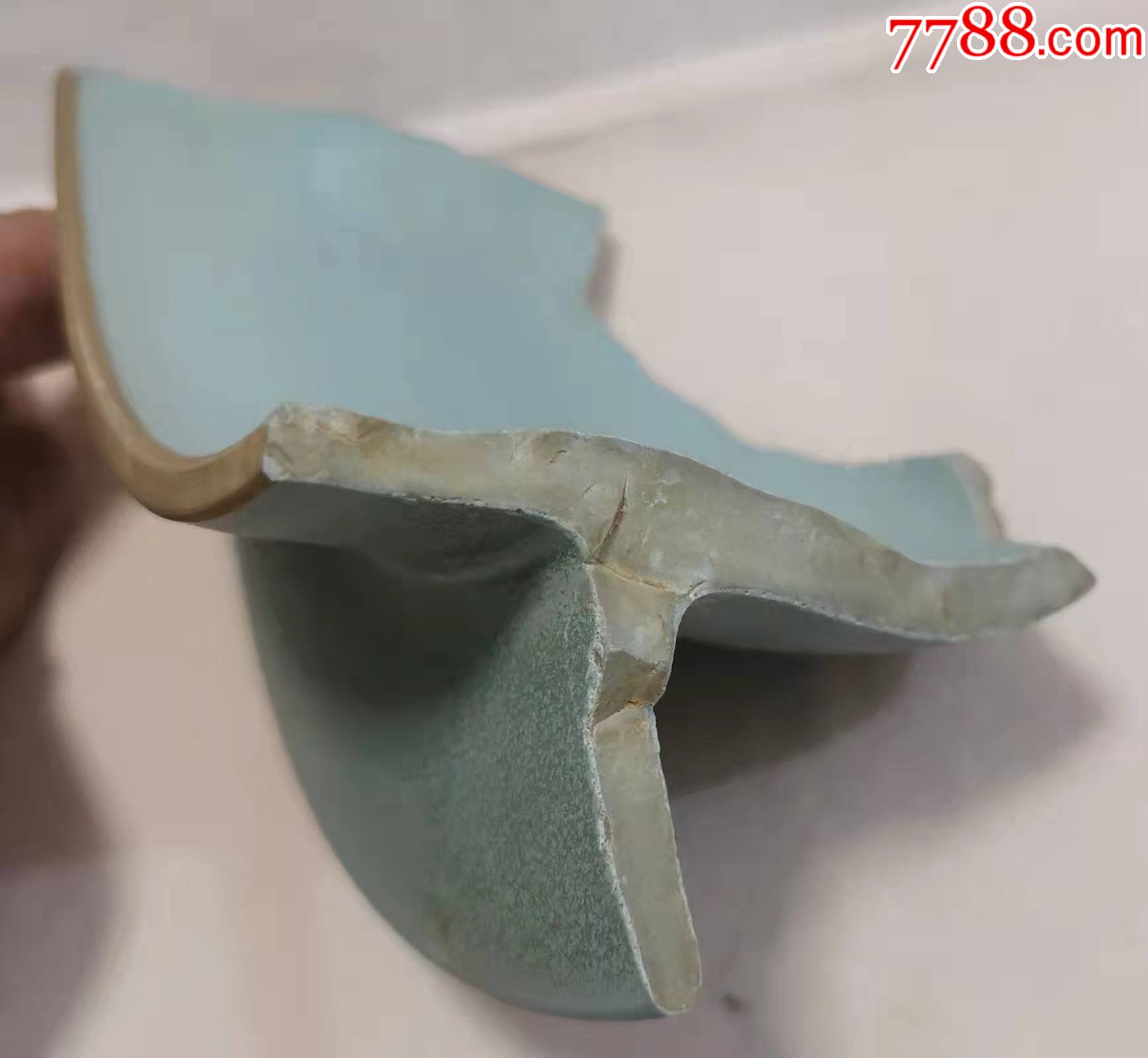 北宋汝窑天青釉大号茶托盘瓷片h