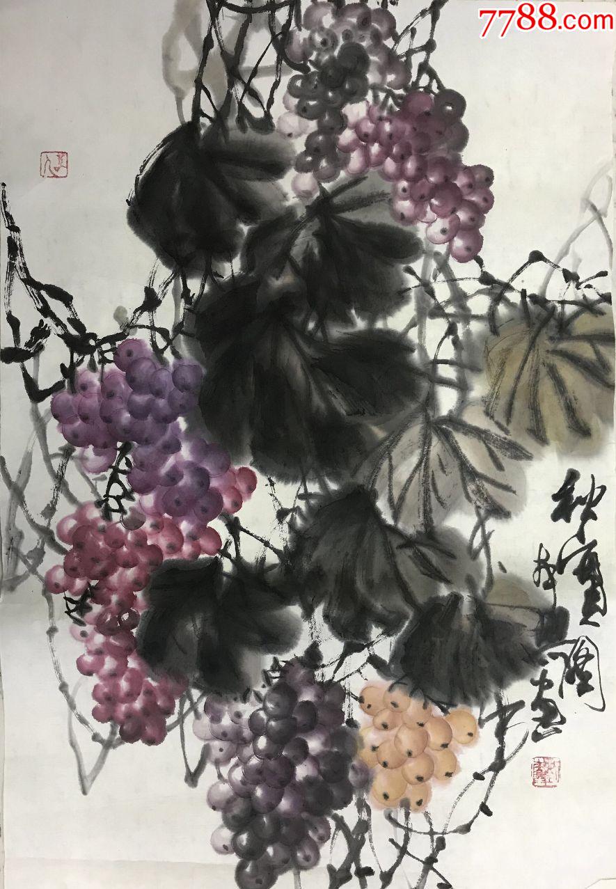 著名画家刘本兴开三精品秋实图画片